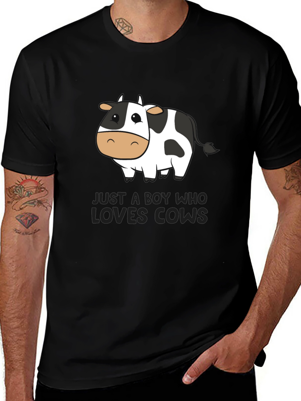 Boy Who Loves Cows T-Shirt - Black