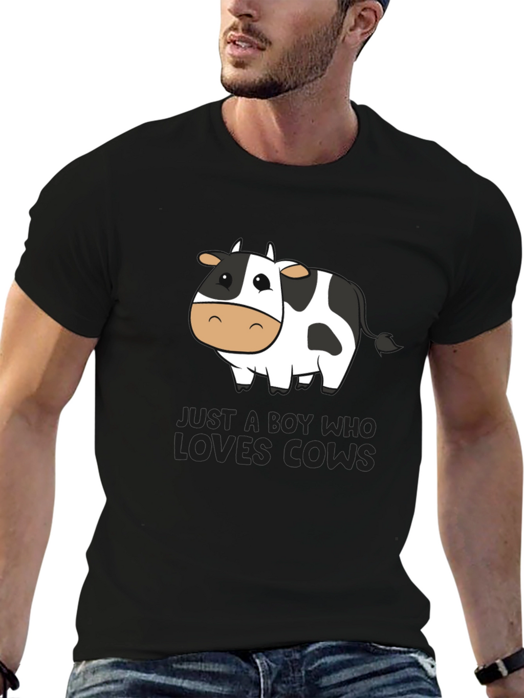 Boy Who Loves Cows T-Shirt - Black