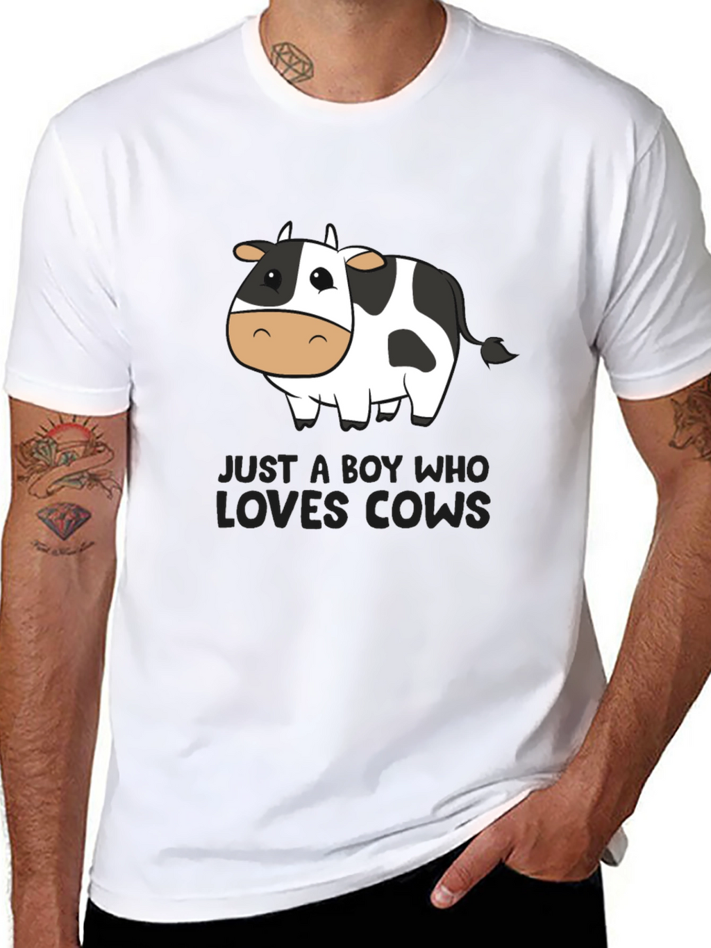 Boy Who Loves Cows T-Shirt - Black
