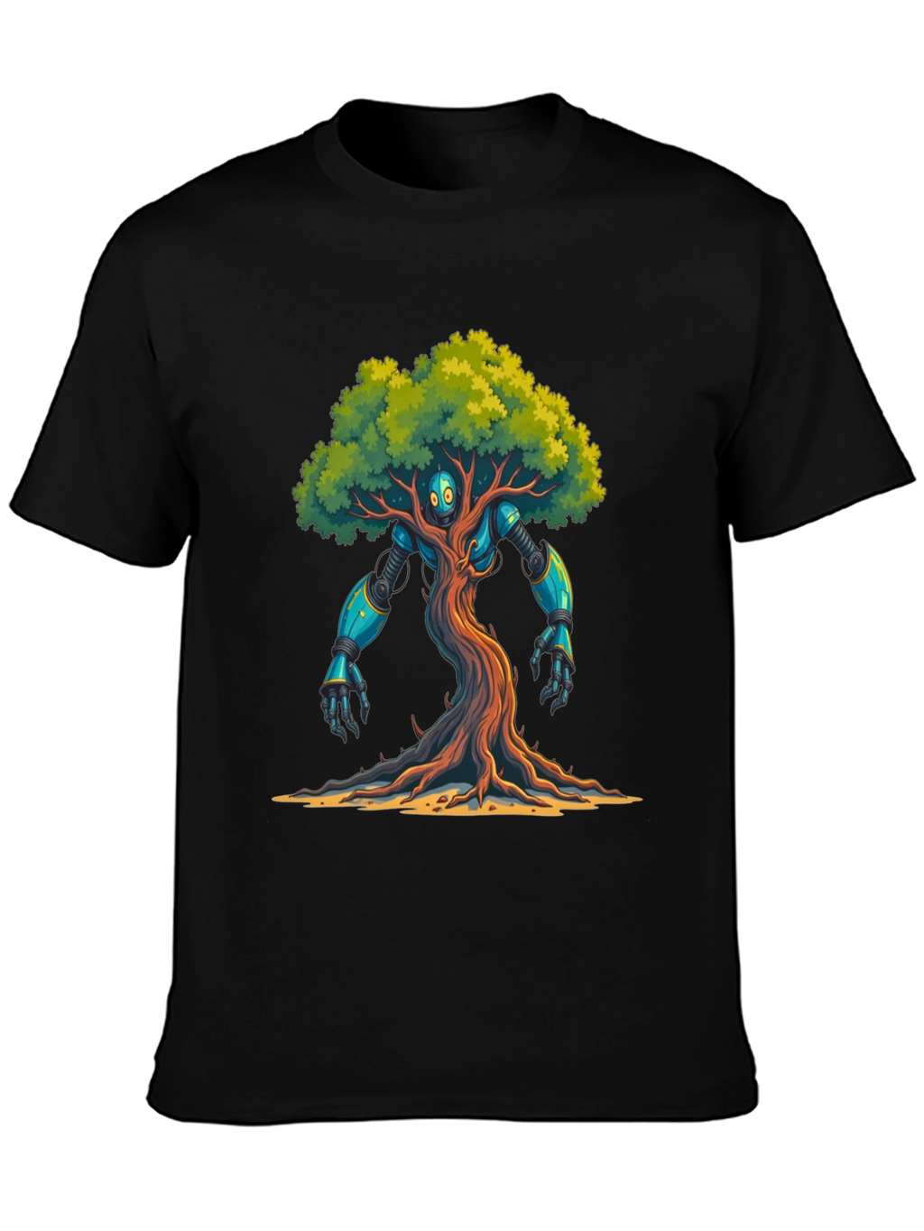 Robot Tree Graphic Tee - Eco-Friendly Design