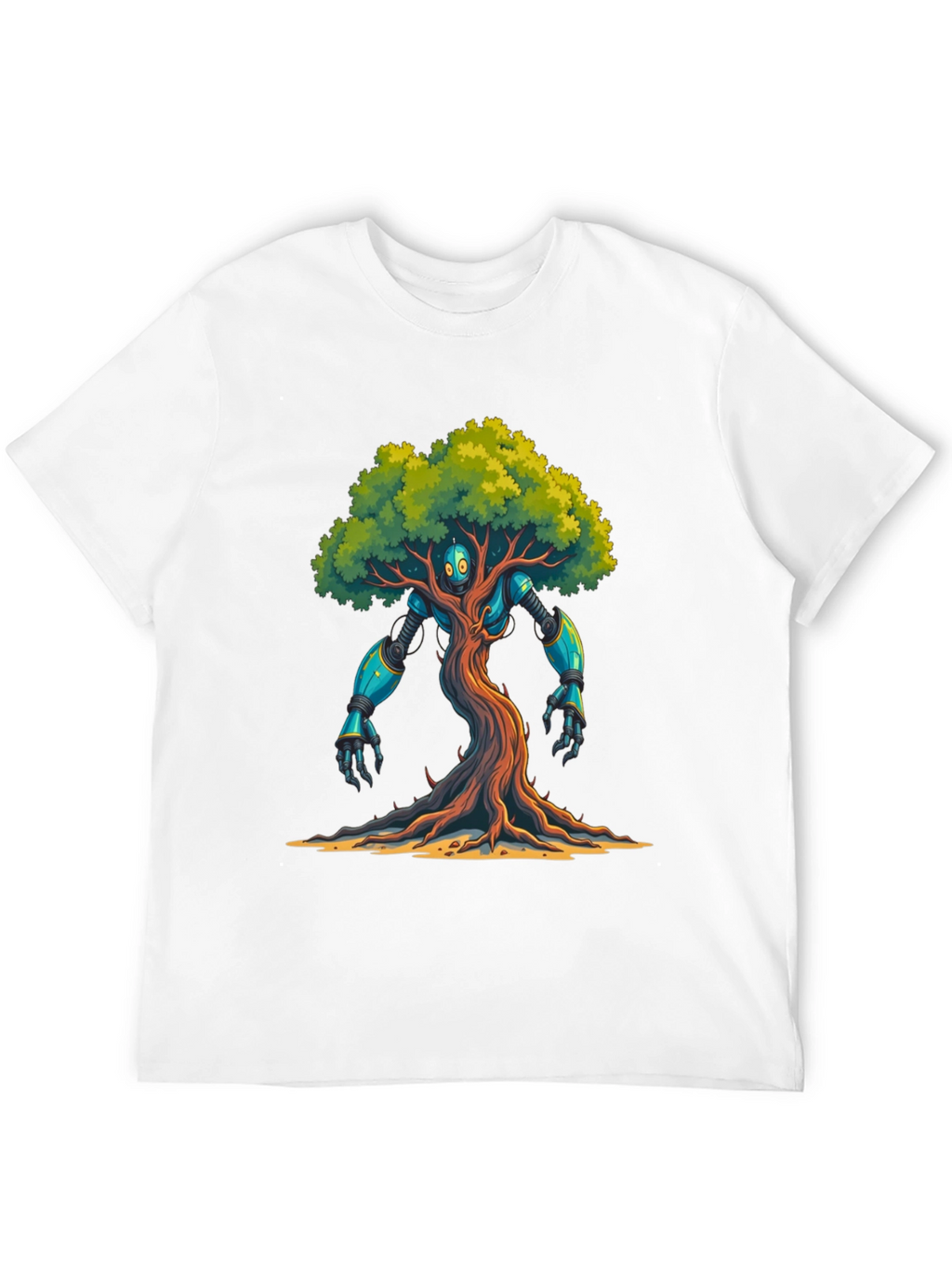 Robot Tree Graphic Tee - Eco-Friendly Design
