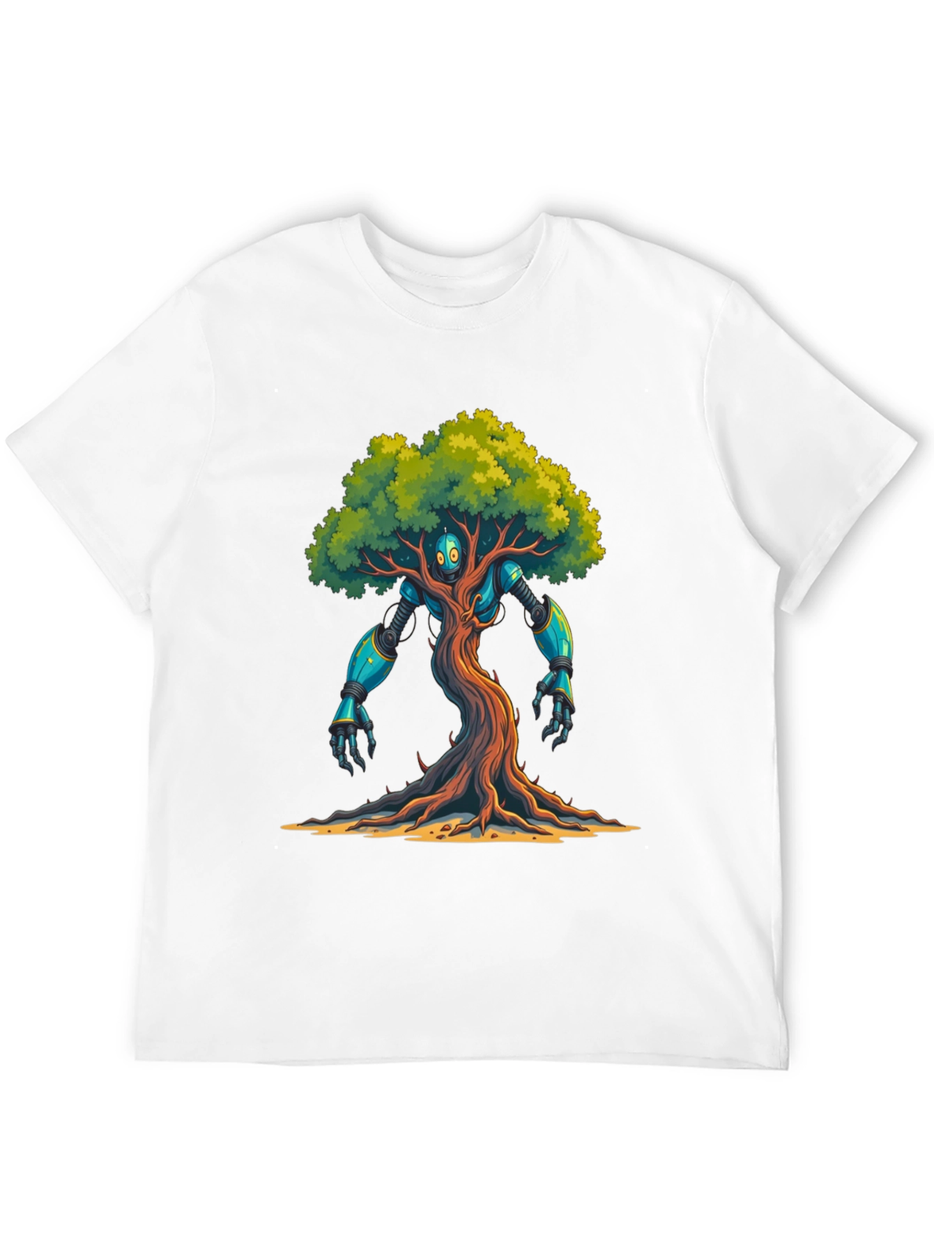 Robot Tree Graphic Tee - Eco-Friendly Design
