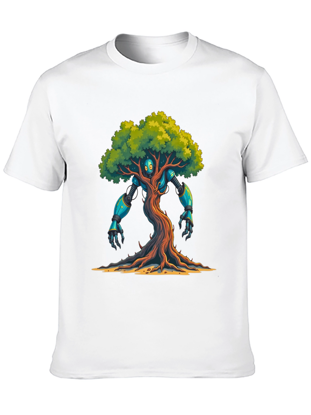 Robot Tree Graphic Tee - Eco-Friendly Design