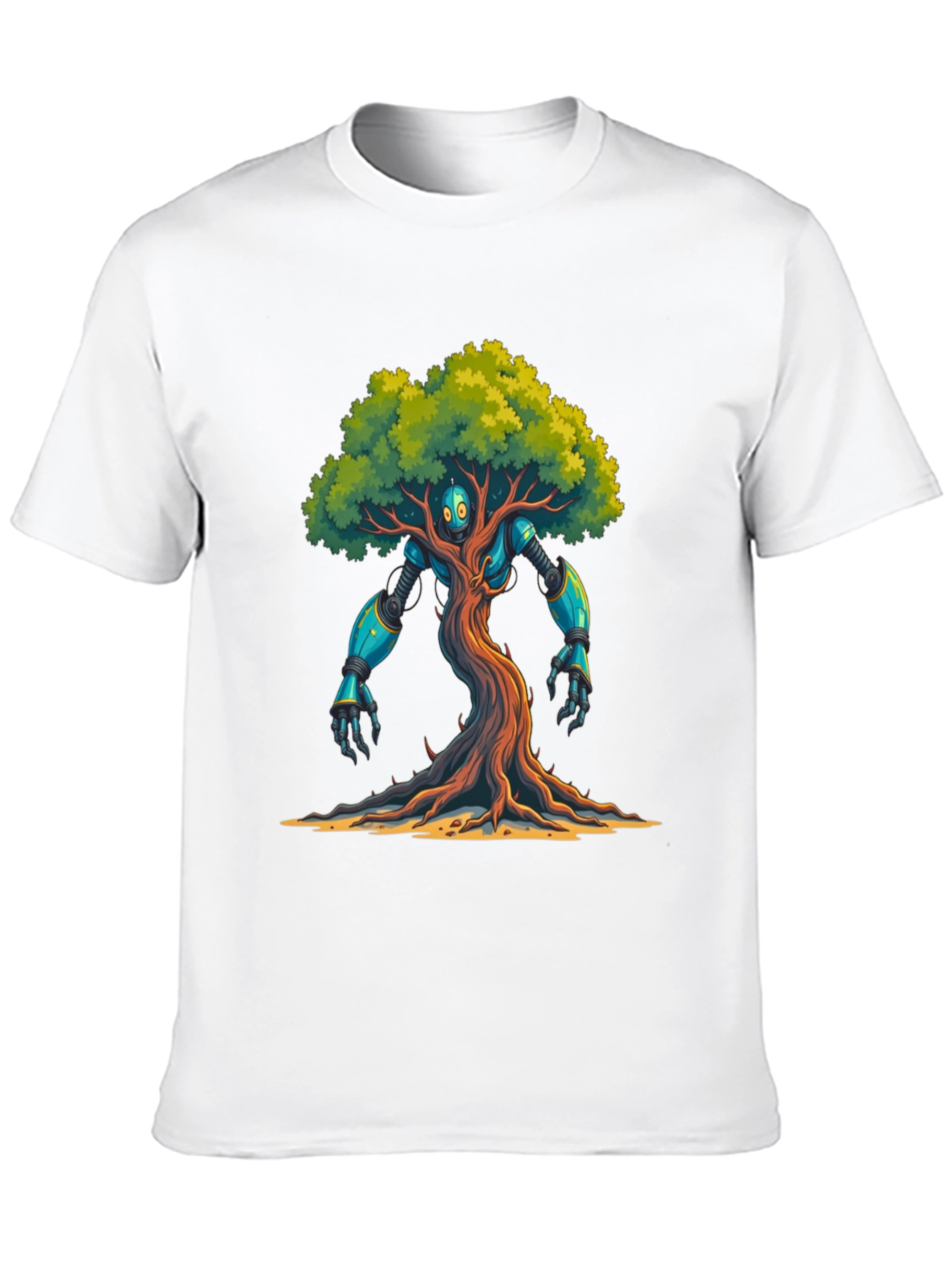 Robot Tree Graphic Tee - Eco-Friendly Design