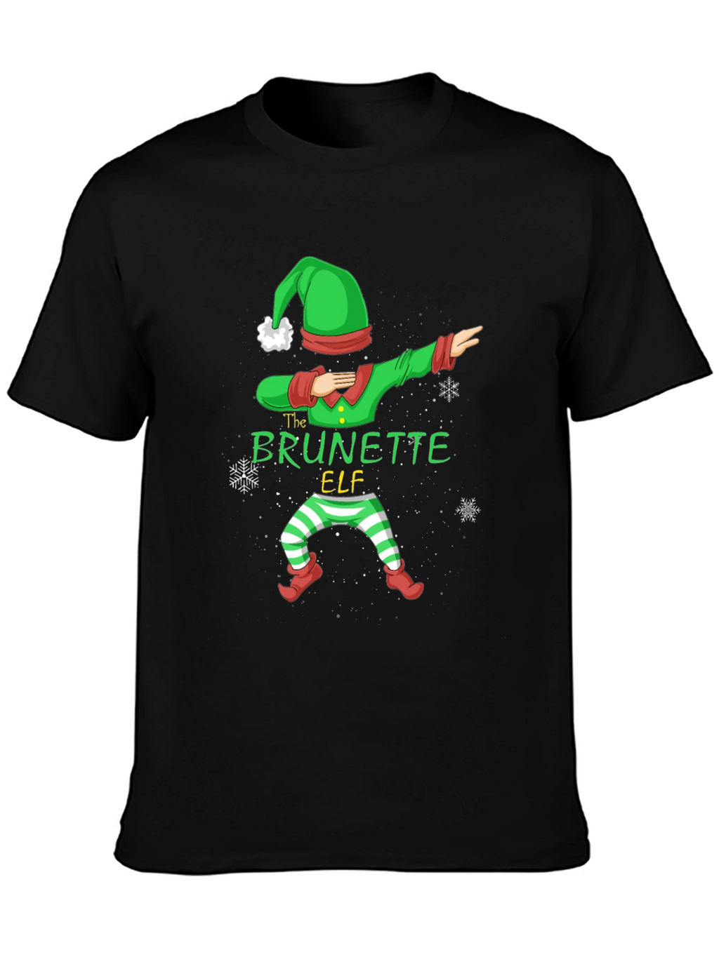 Brunette Elf Dabbing Christmas T-Shirt