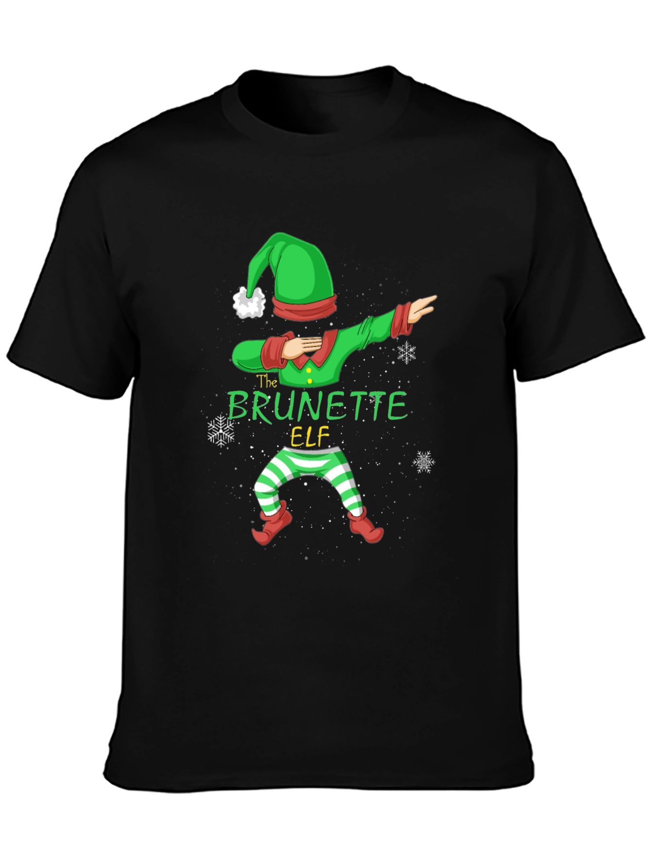 Brunette Elf Dabbing Christmas T-Shirt