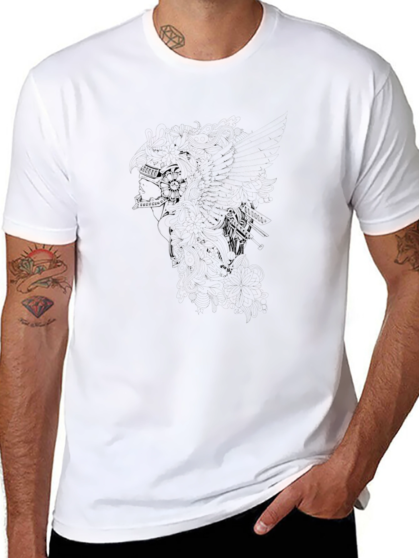 Mens Black Graphic Print Tee