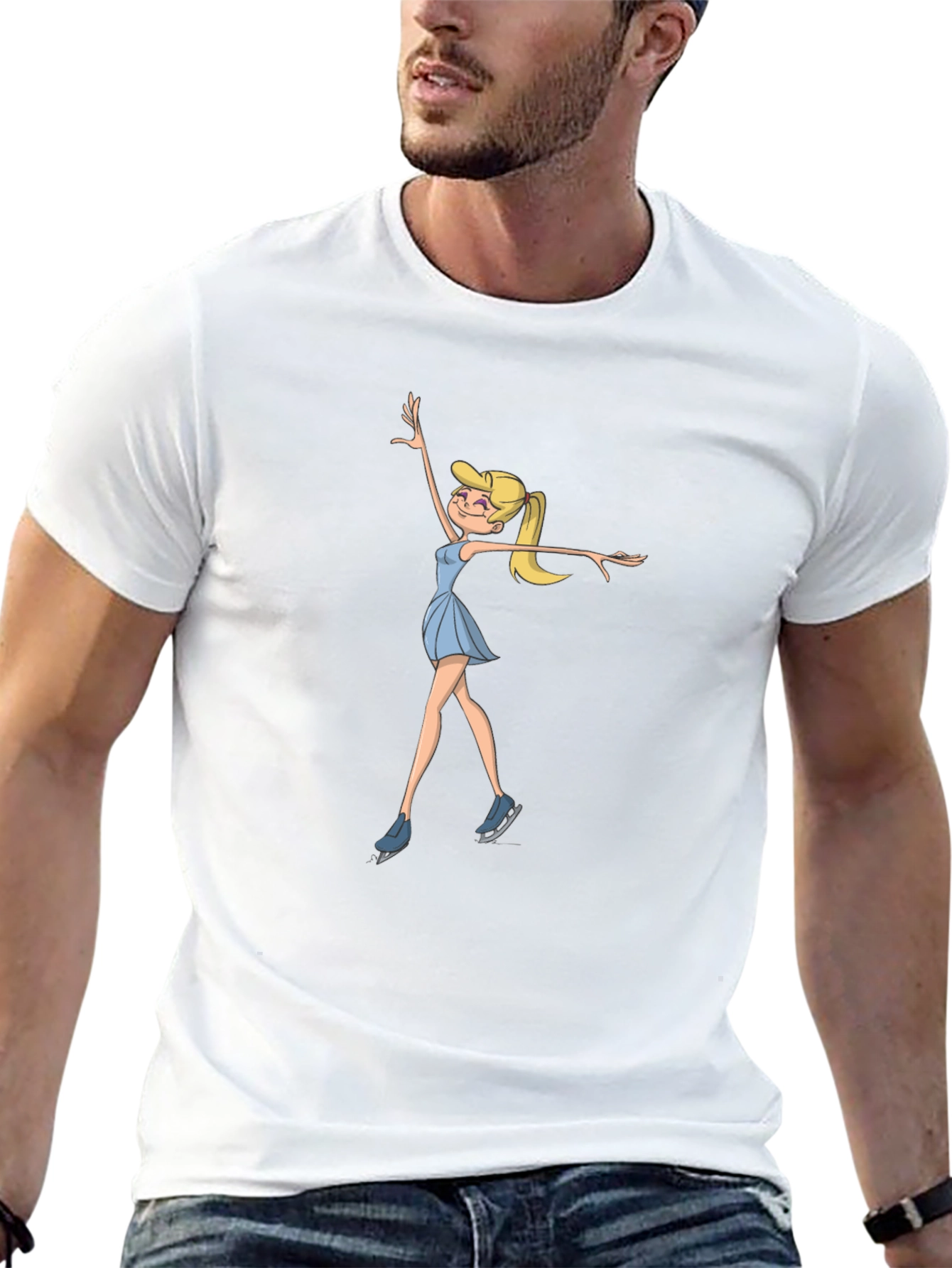 Ice Skating Cartoon Graphic T-Shirt