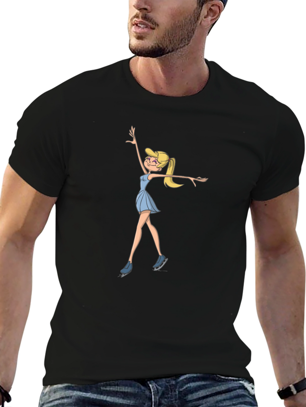 Ice Skating Cartoon Graphic T-Shirt