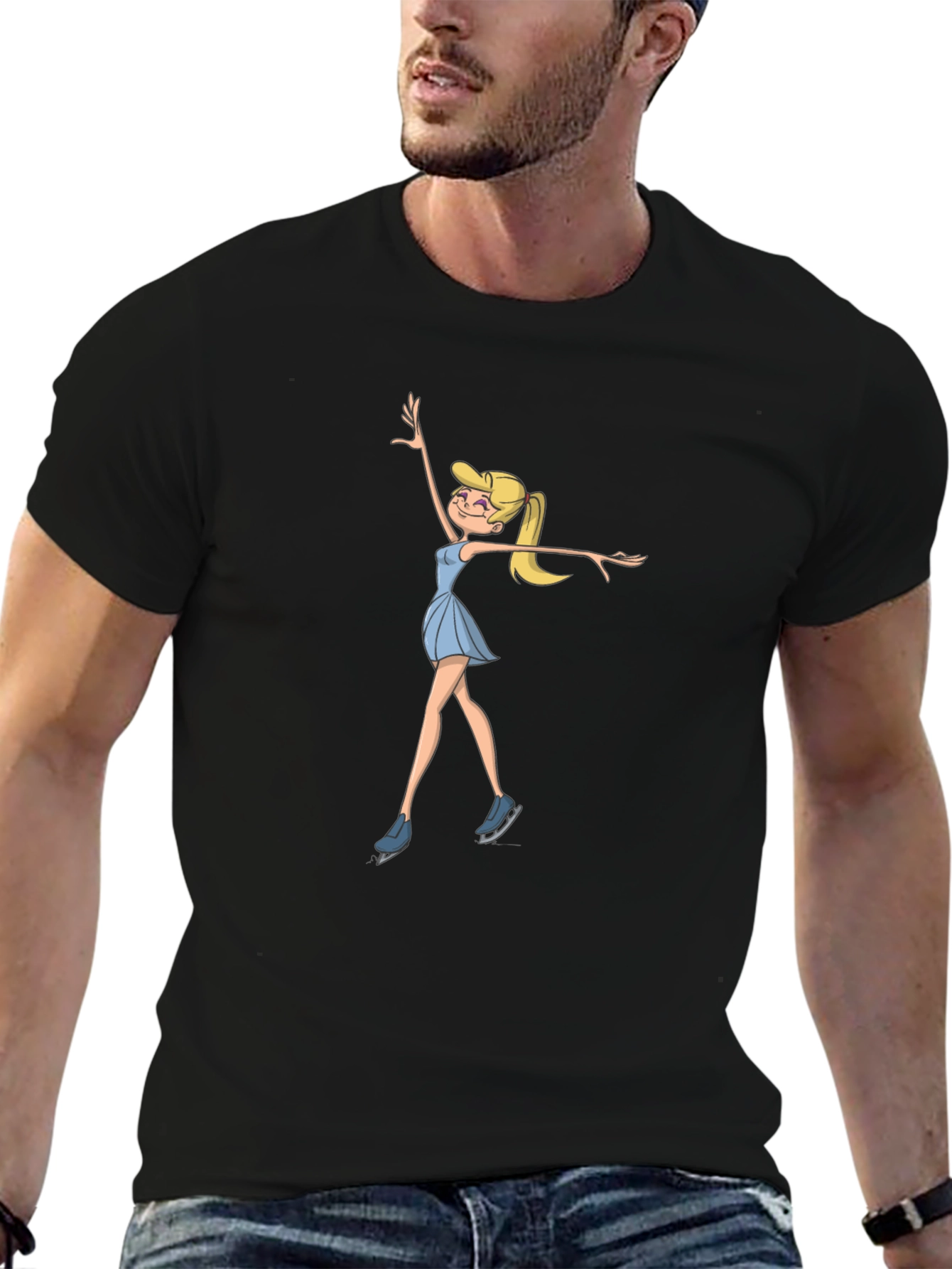 Ice Skating Cartoon Graphic T-Shirt