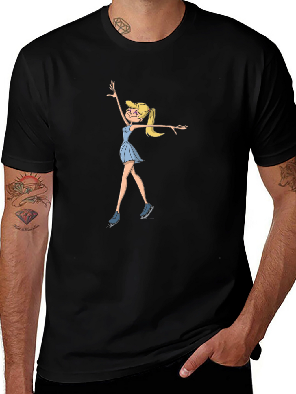 Ice Skating Cartoon Graphic T-Shirt