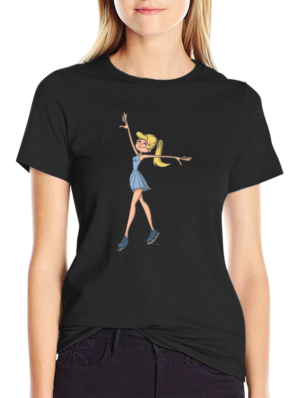 Ice Skating Cartoon Graphic T-Shirt