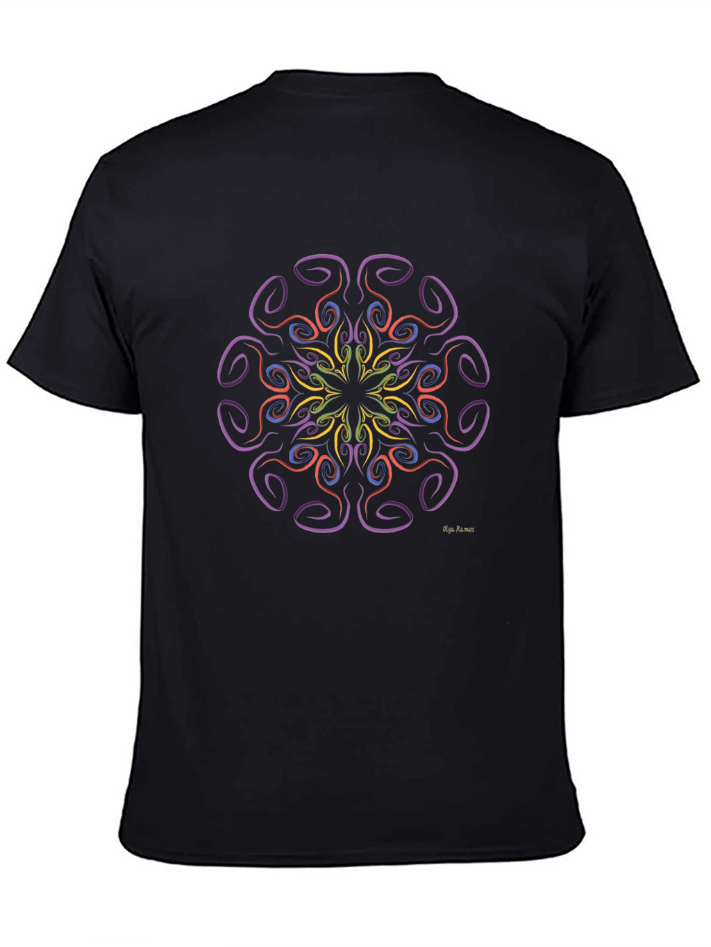 Geometric Mandala Art Black T-Shirt
