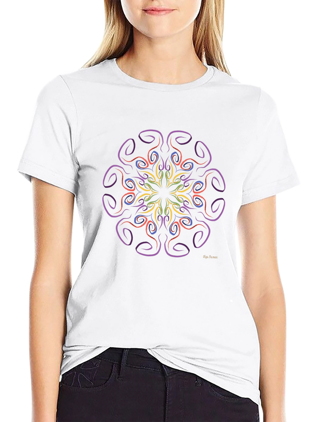 Geometric Mandala Art Black T-Shirt