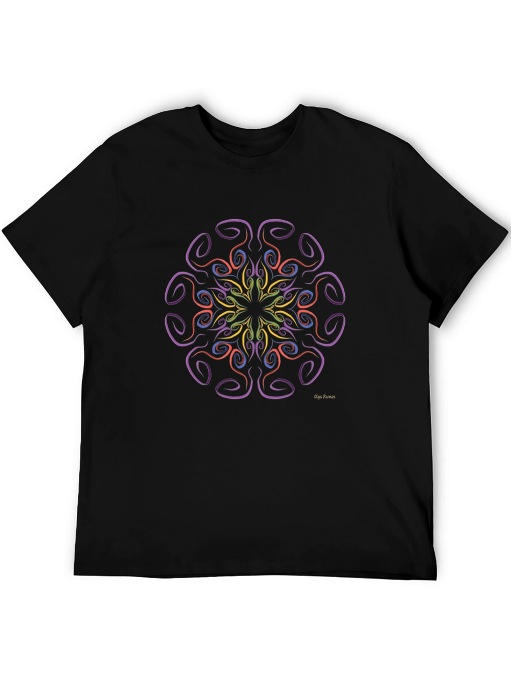 Geometric Mandala Art Black T-Shirt