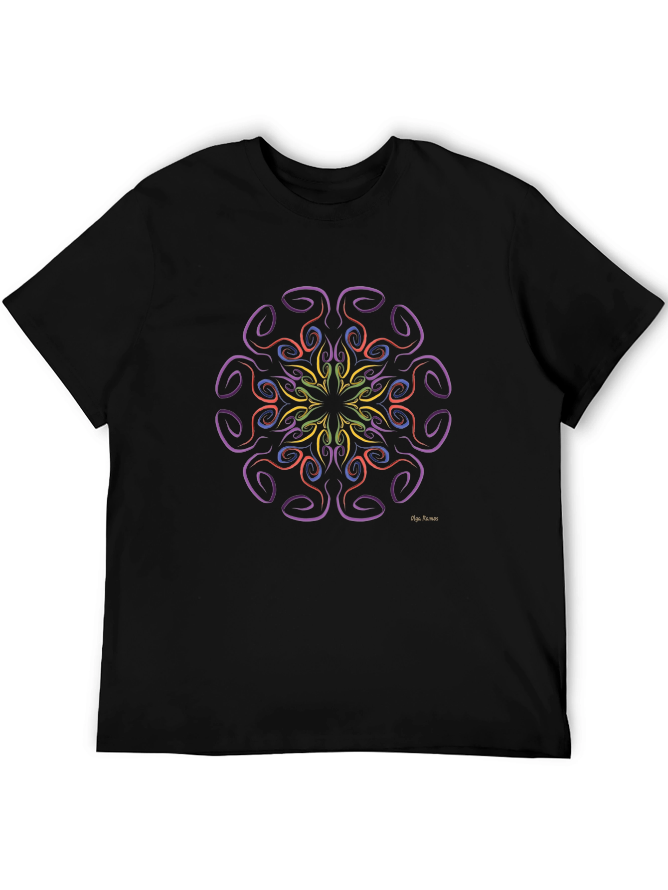 Geometric Mandala Art Black T-Shirt