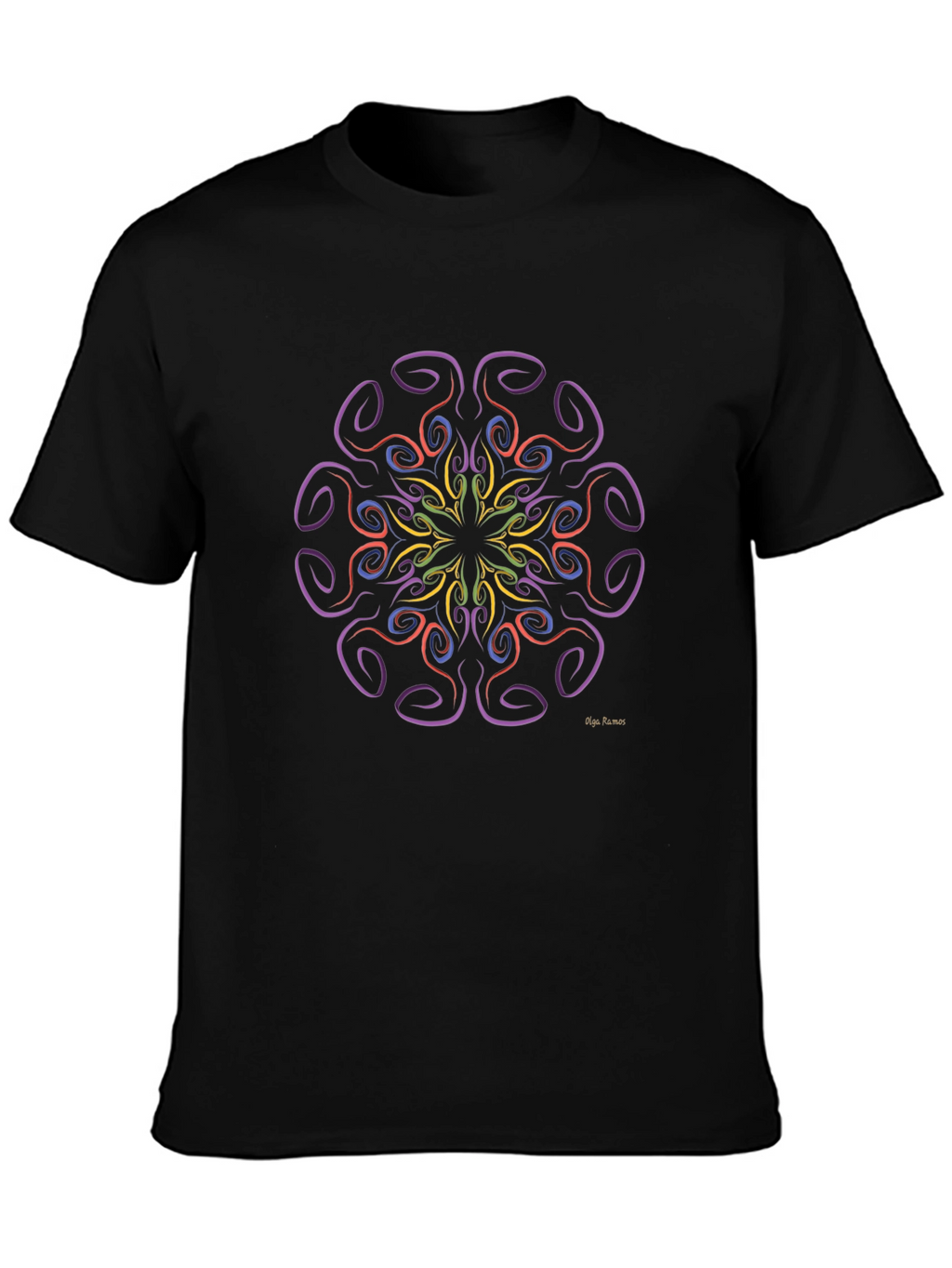 Geometric Mandala Art Black T-Shirt