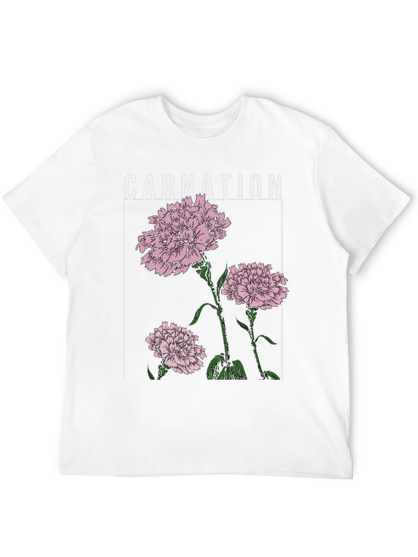 Carnation Flower Graphic Print Black T-Shirt