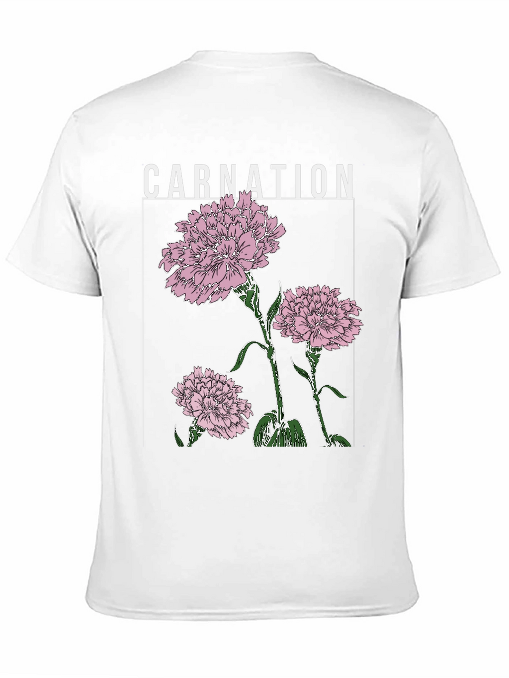 Carnation Flower Graphic Print Black T-Shirt