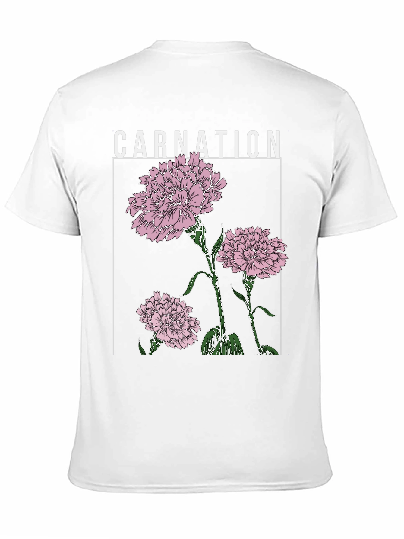 Carnation Flower Graphic Print Black T-Shirt