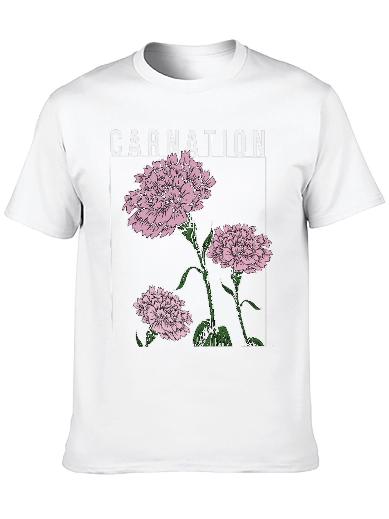 Carnation Flower Graphic Print Black T-Shirt