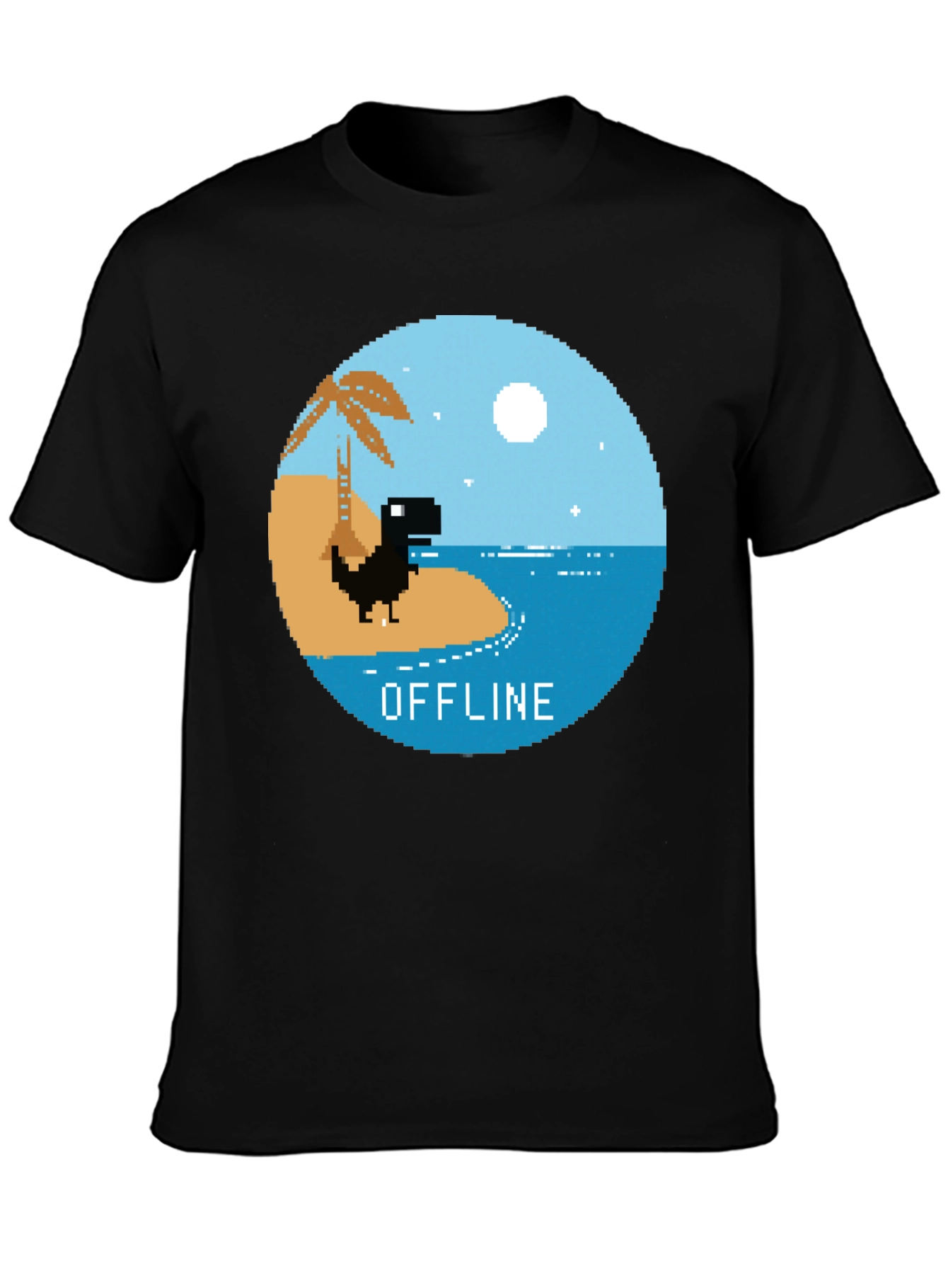 Pixel Dinosaur Offline Mode Graphic Tee