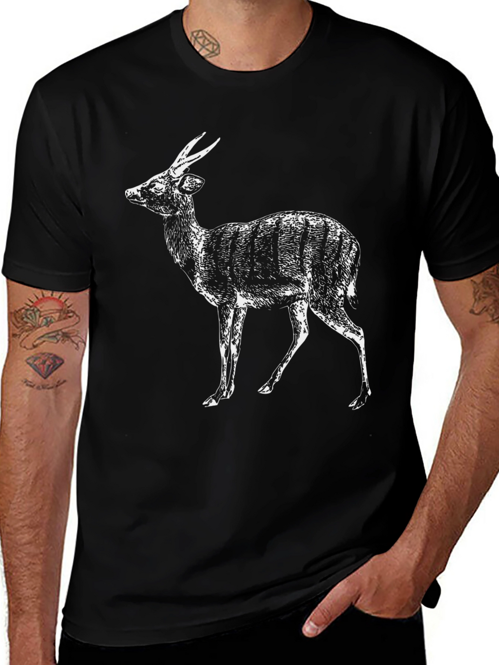 Bushbuck Graphic Print Black T-Shirt