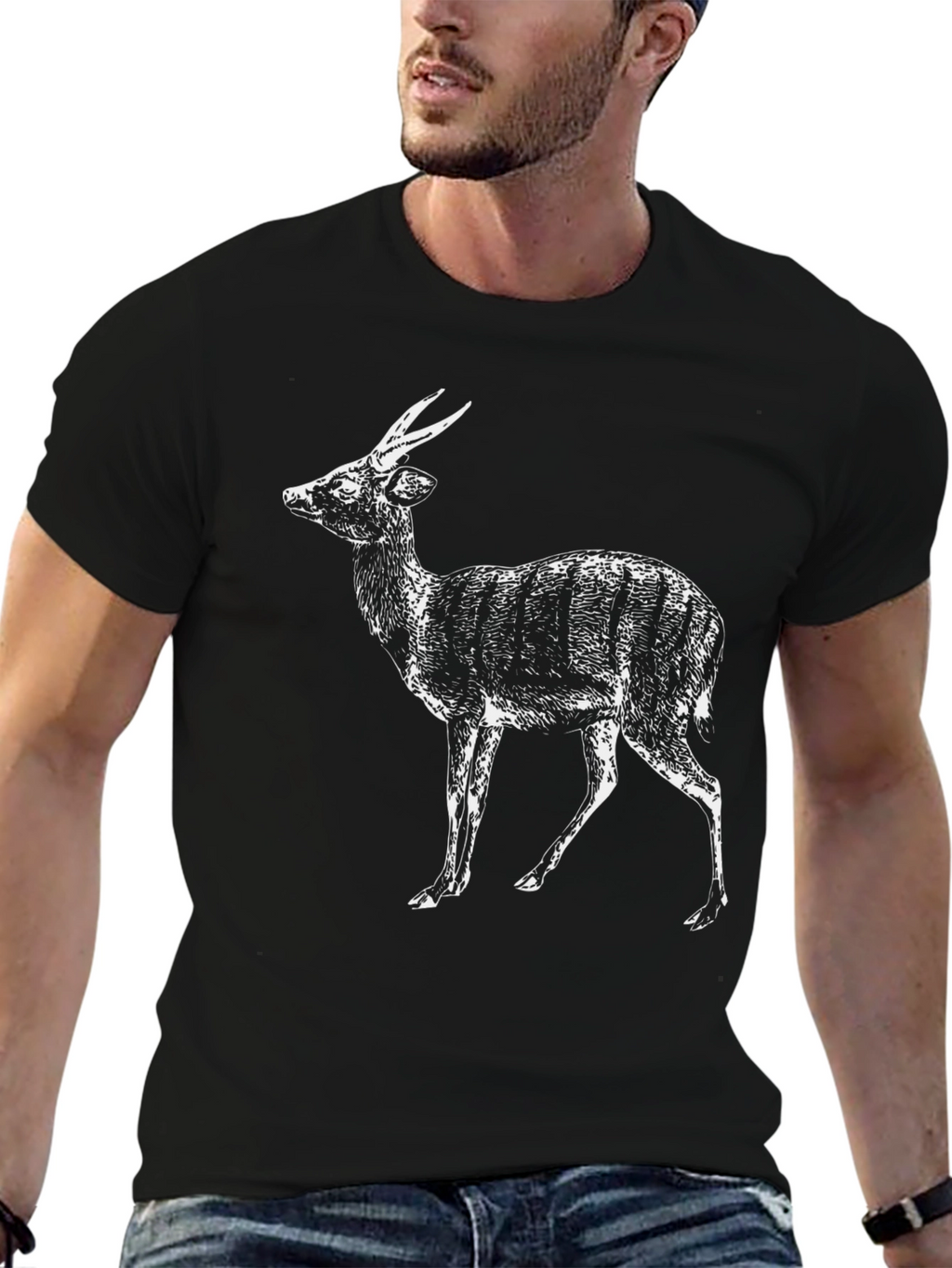 Bushbuck Graphic Print Black T-Shirt