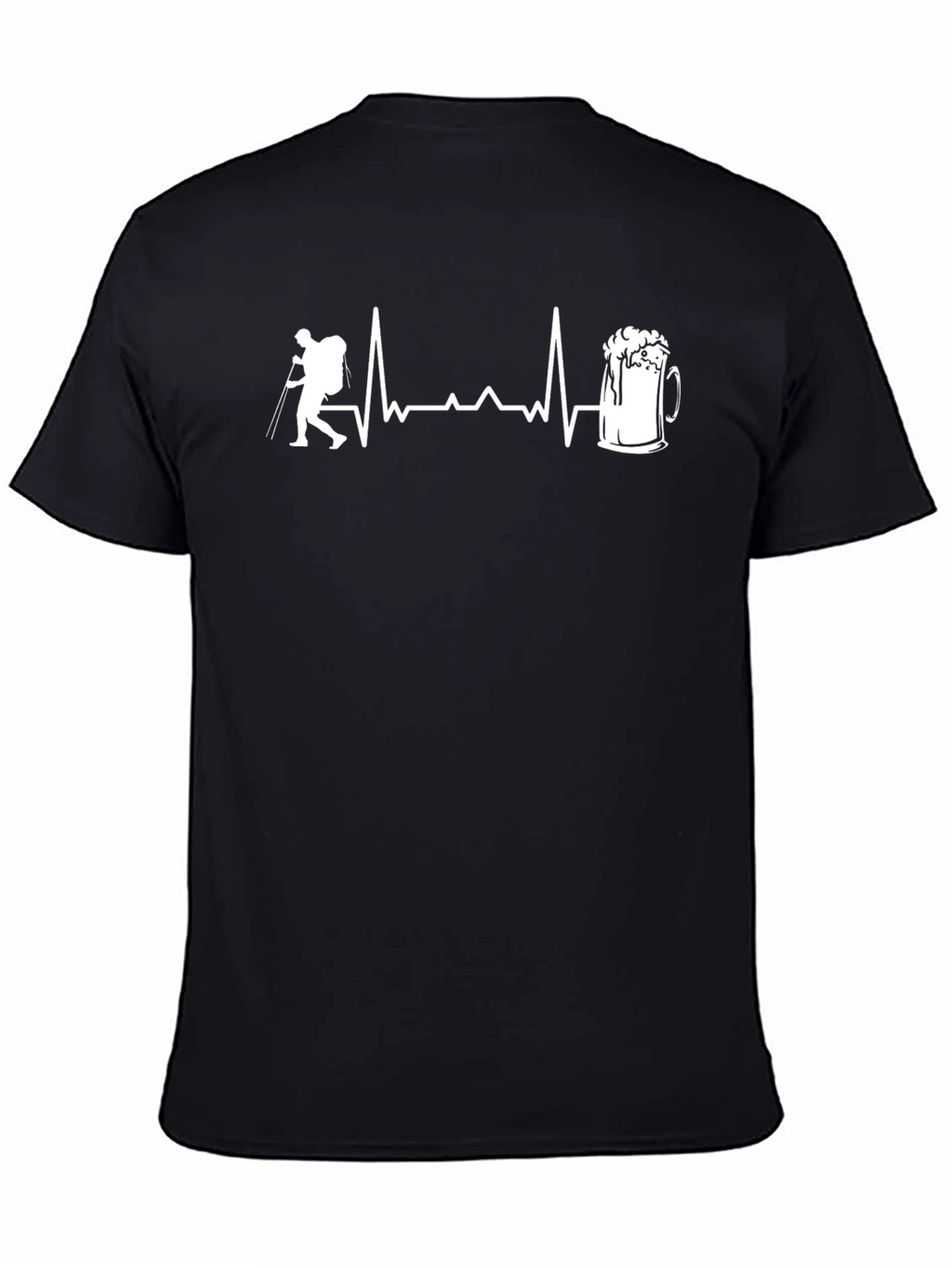 Hiker to Beer Heartbeat Black T-Shirt