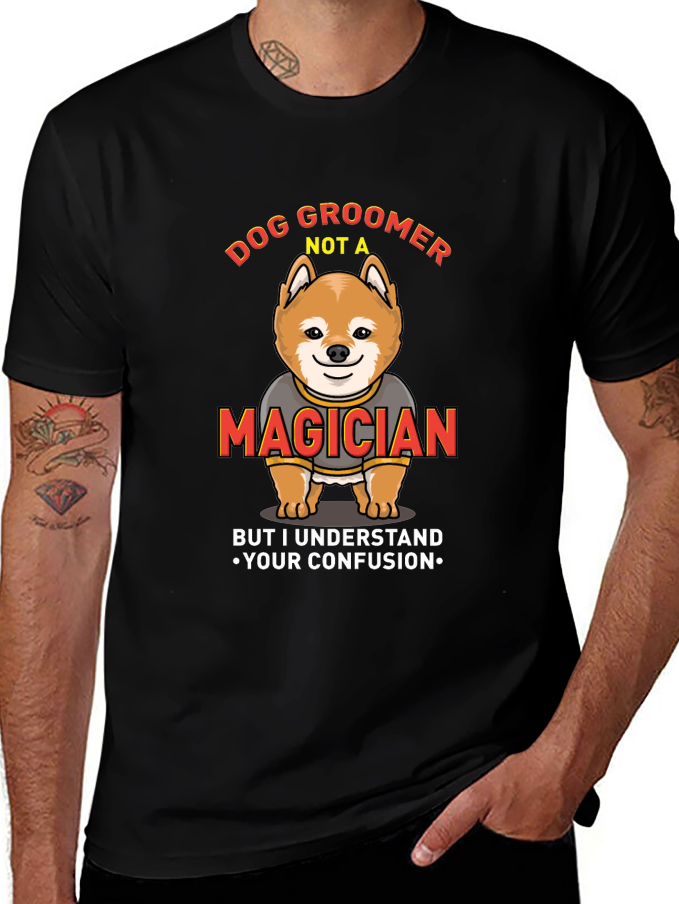 Dog Groomer Not A Magician Funny T-Shirt