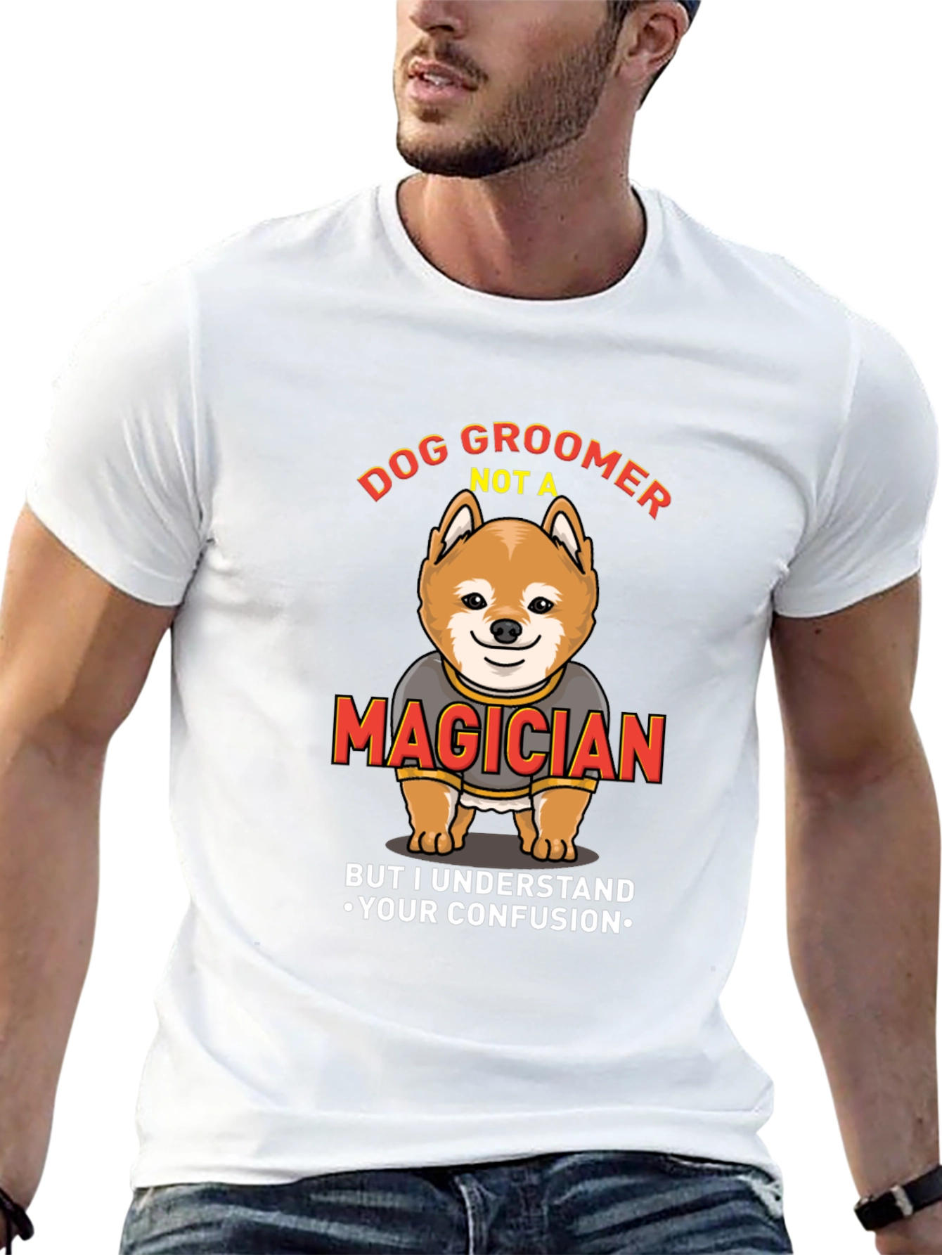 Dog Groomer Not A Magician Funny T-Shirt