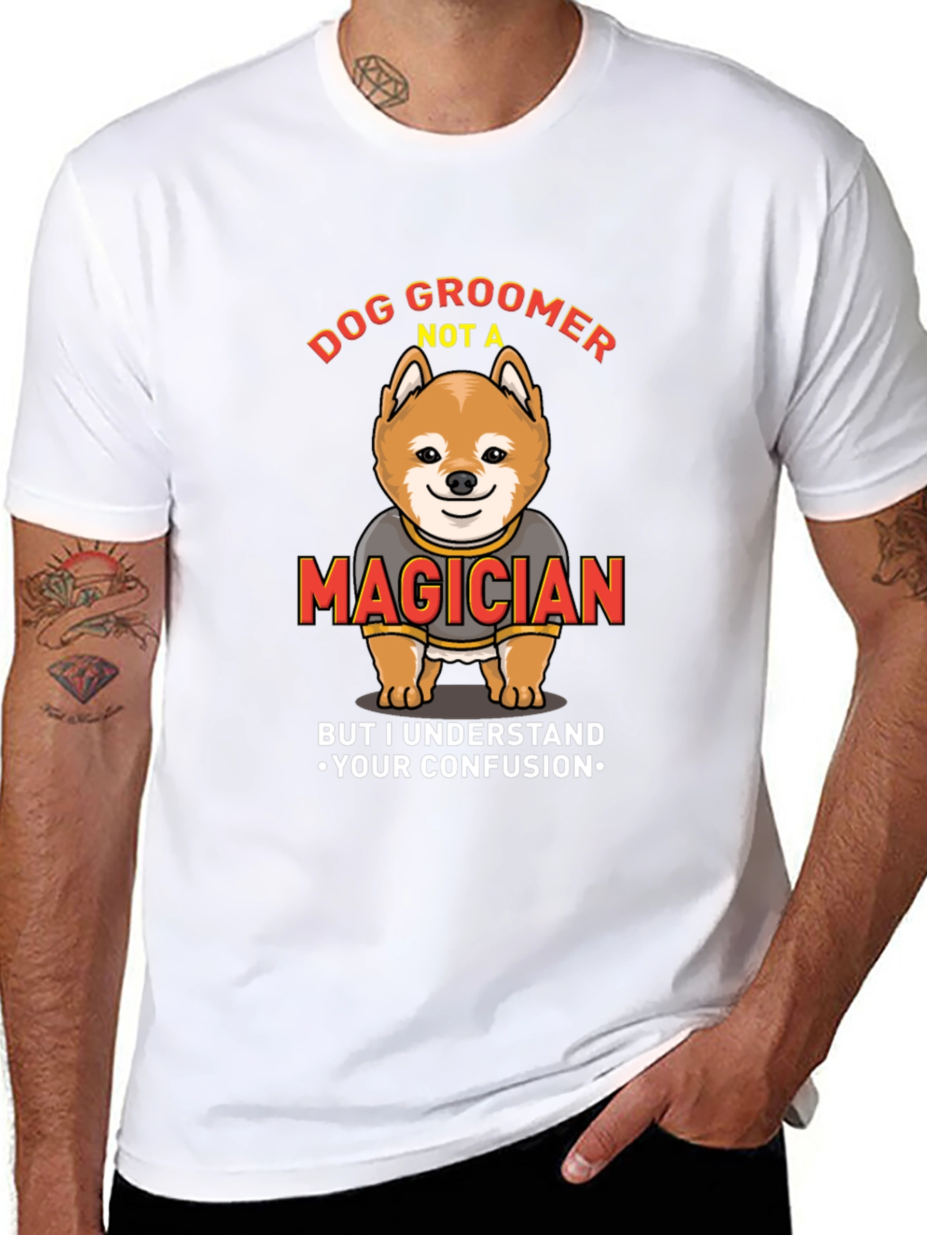 Dog Groomer Not A Magician Funny T-Shirt