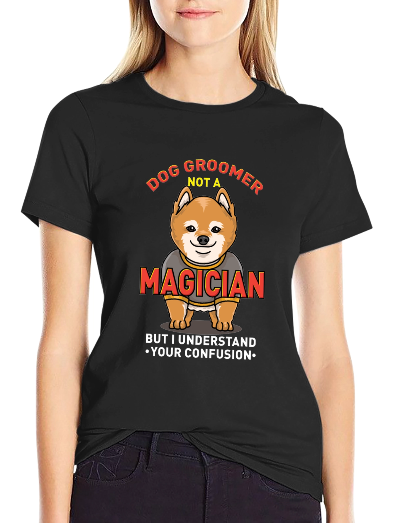 Dog Groomer Not A Magician Funny T-Shirt