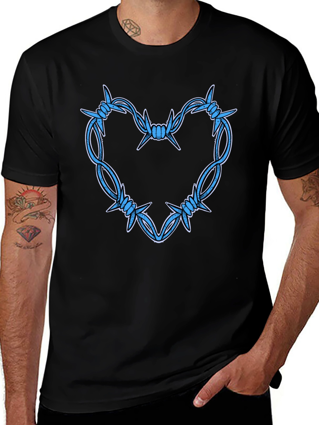 Barbed Wire Heart Graphic T-Shirt