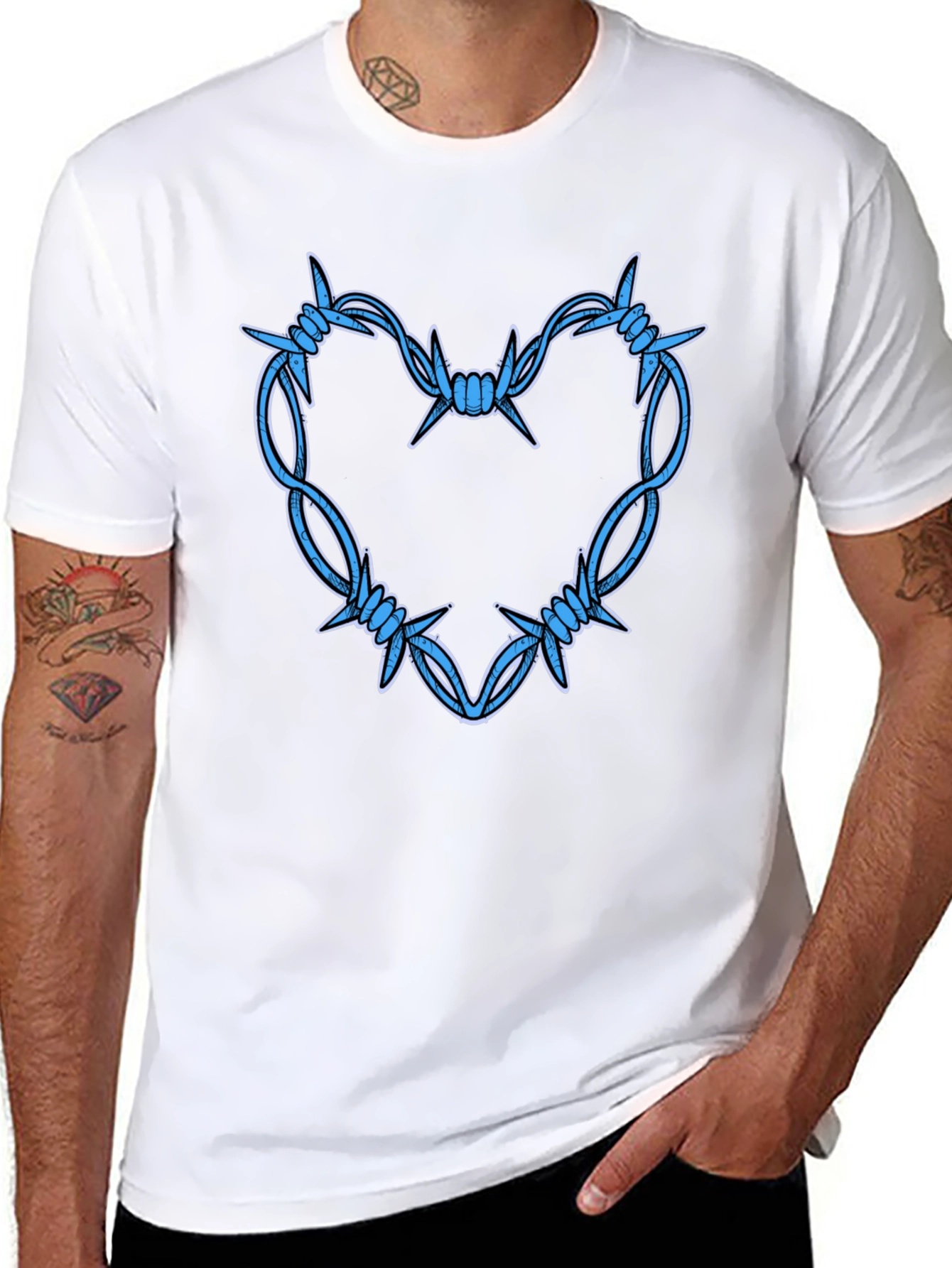 Barbed Wire Heart Graphic T-Shirt