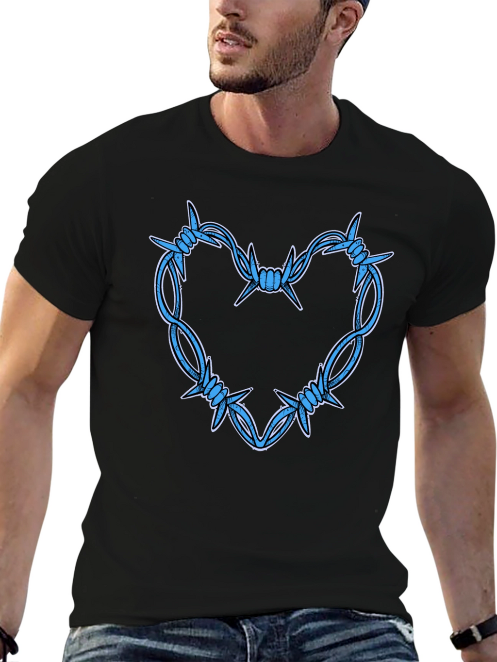 Barbed Wire Heart Graphic T-Shirt