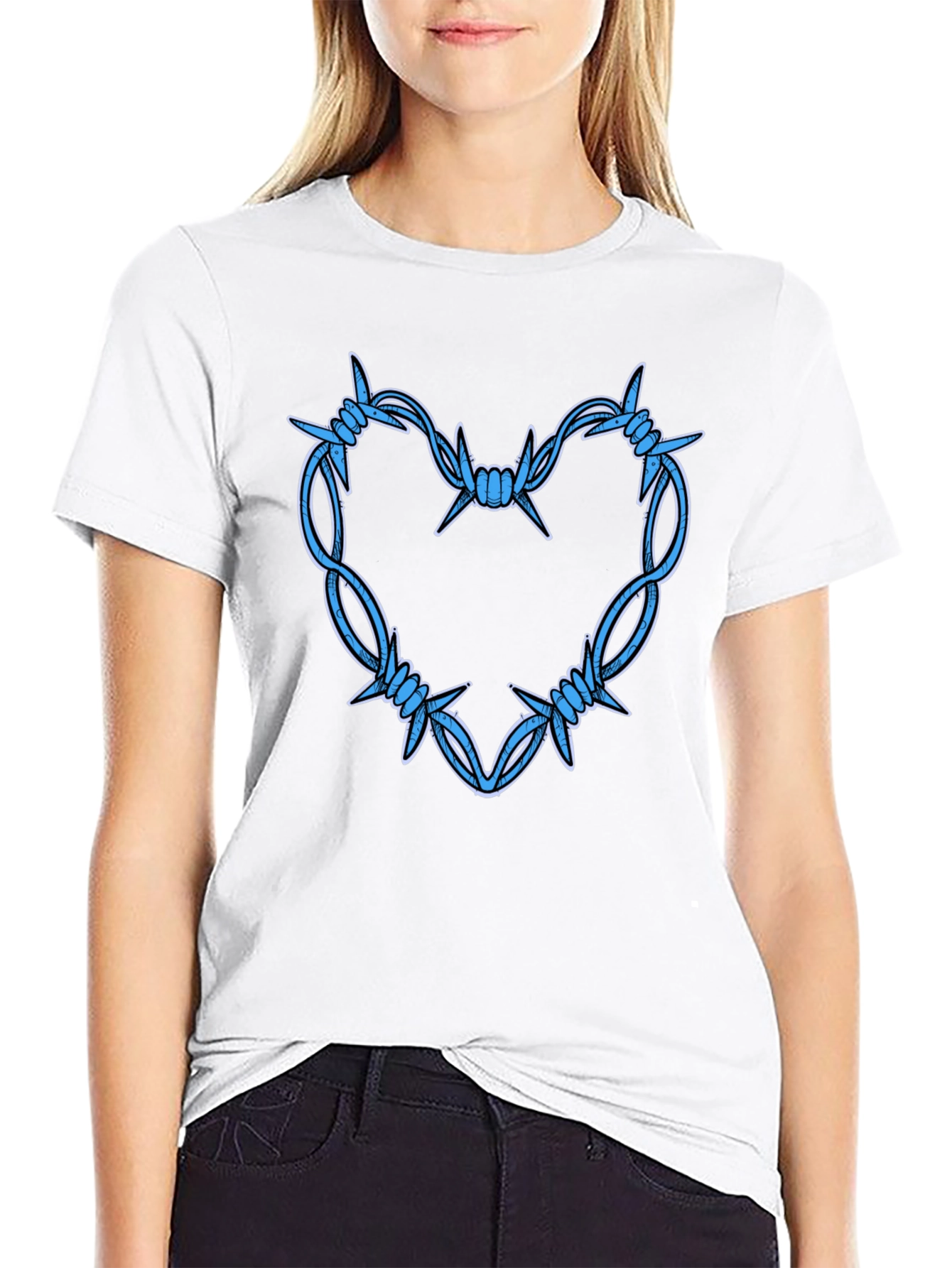 Barbed Wire Heart Graphic T-Shirt