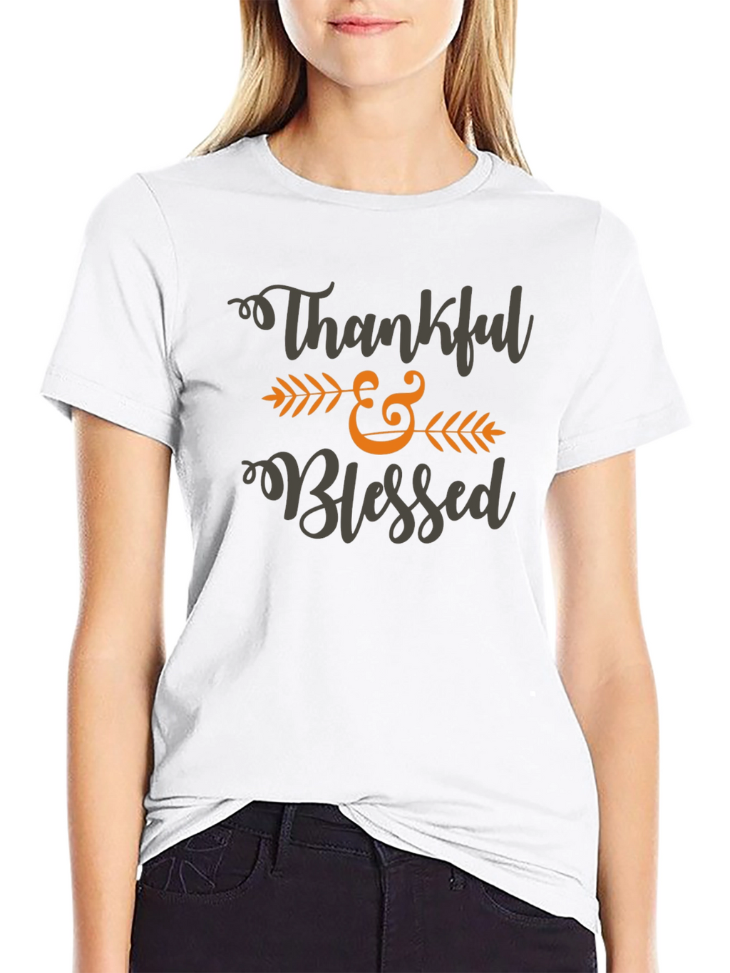 Thankful & Blessed Graphic T-Shirt - Thanksgiving Apparel