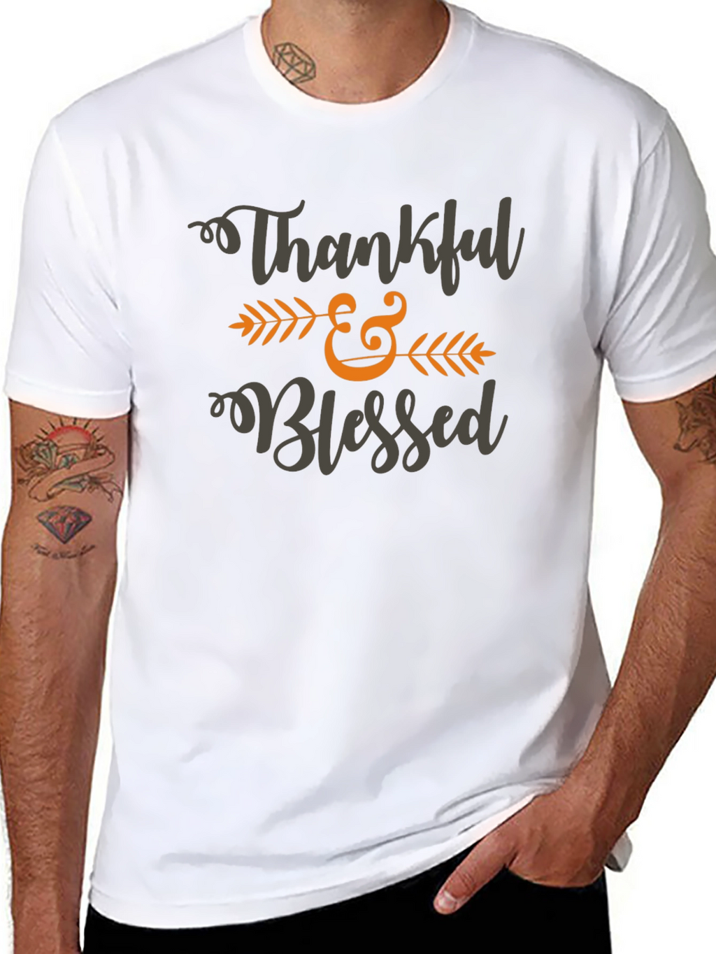 Thankful & Blessed Graphic T-Shirt - Thanksgiving Apparel