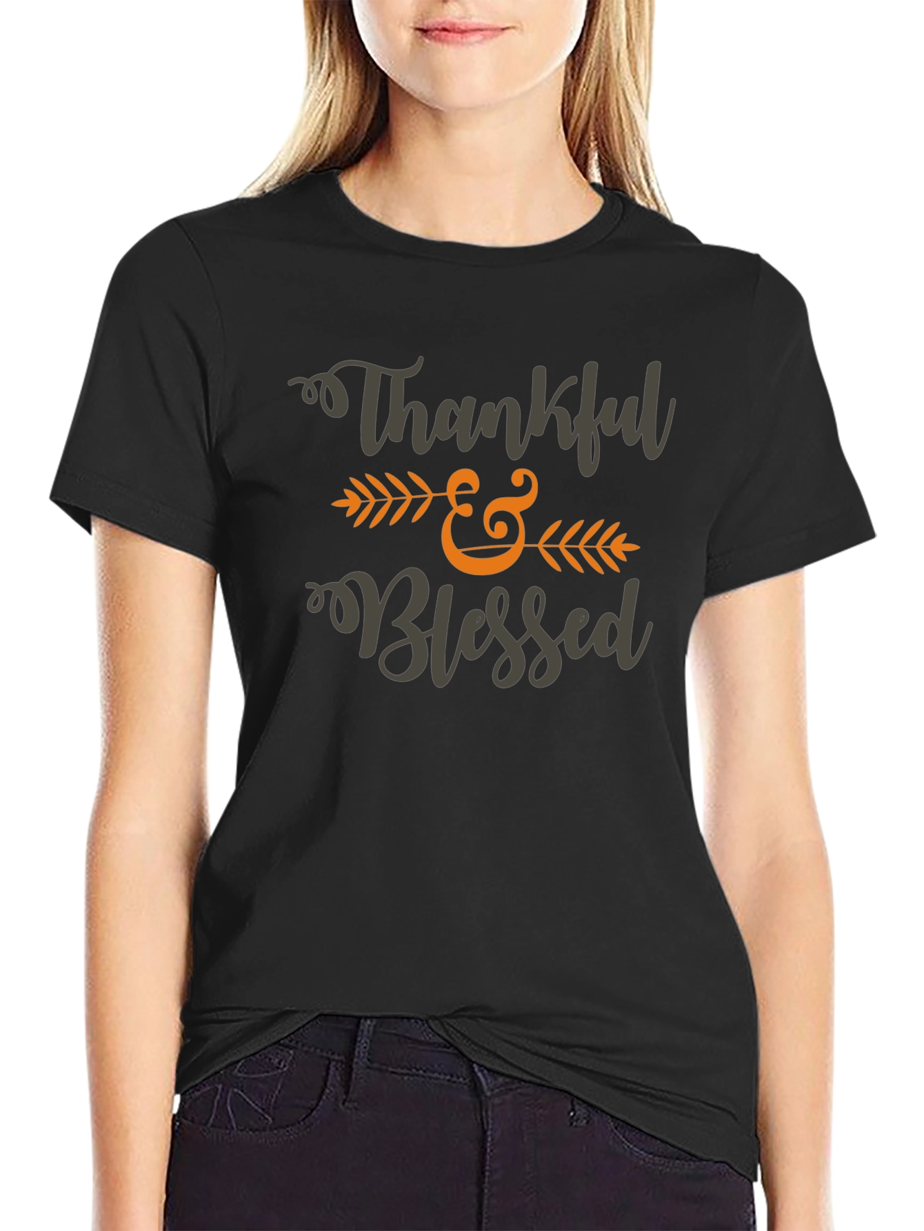 Thankful & Blessed Graphic T-Shirt - Thanksgiving Apparel