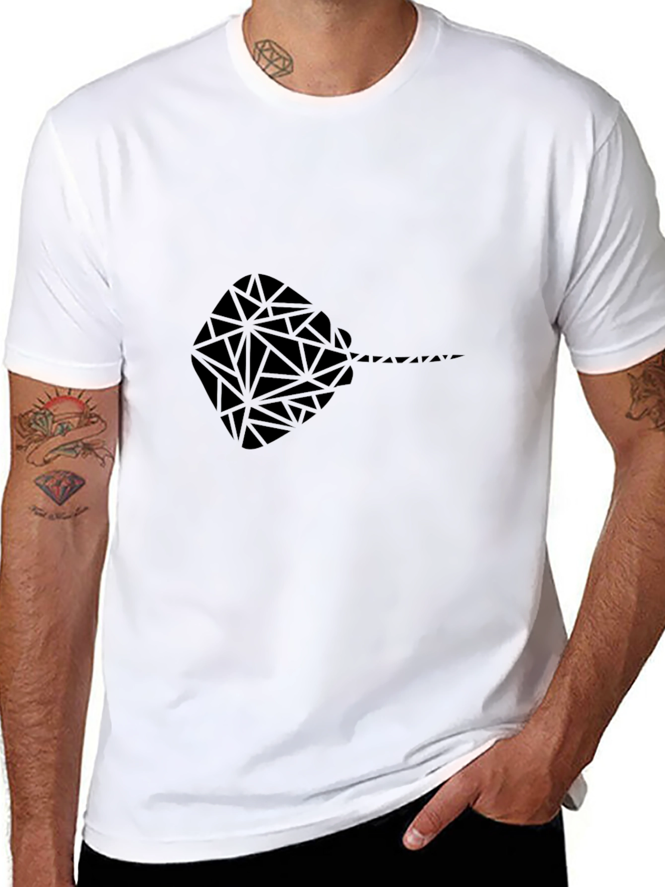 Geometric Stingray Graphic Tee - Black