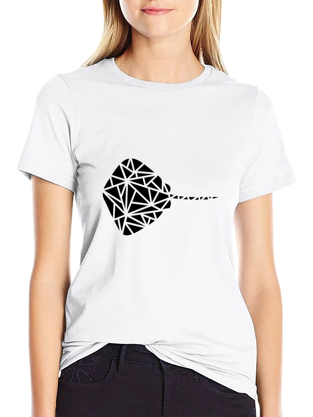 Geometric Stingray Graphic Tee - Black
