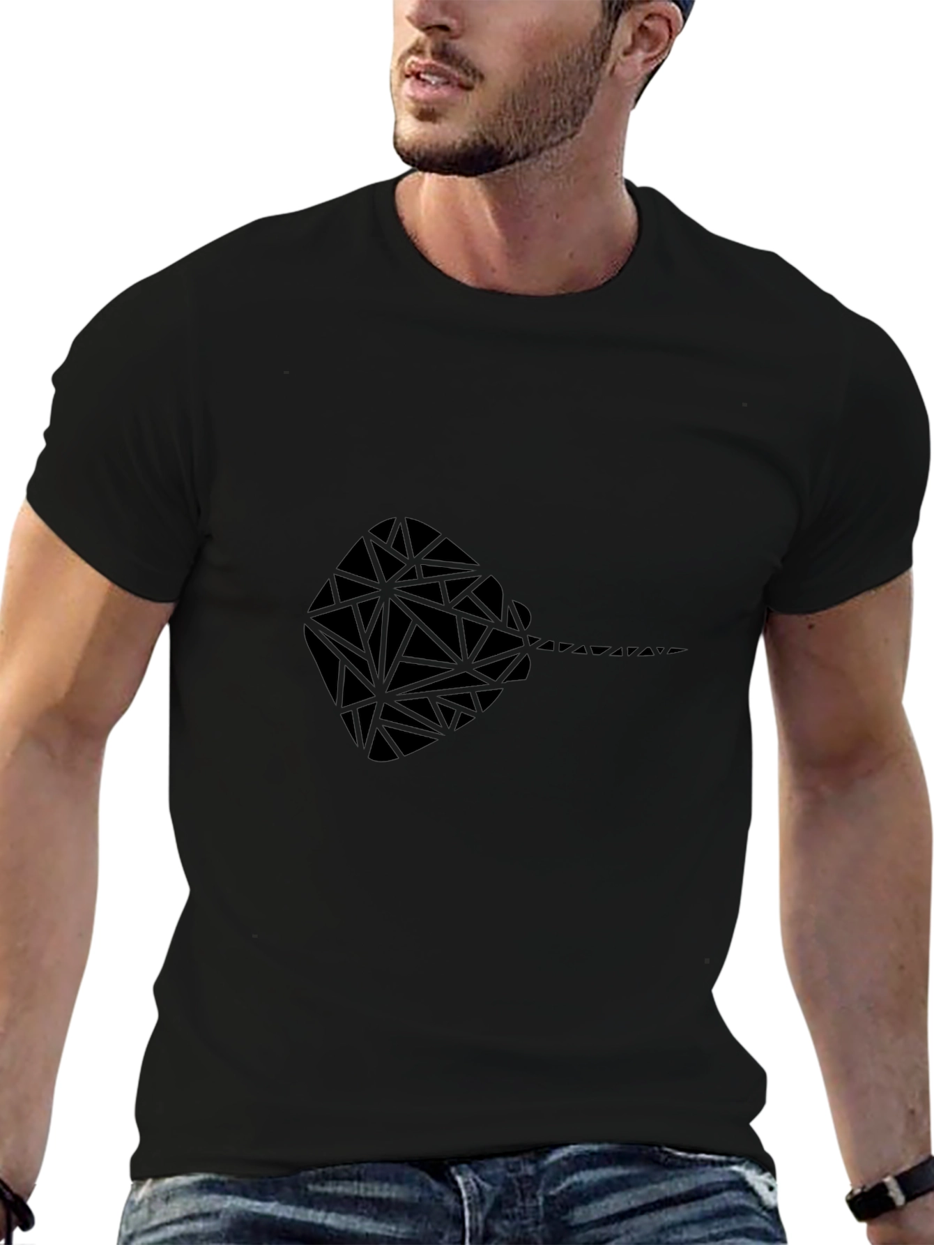 Geometric Stingray Graphic Tee - Black