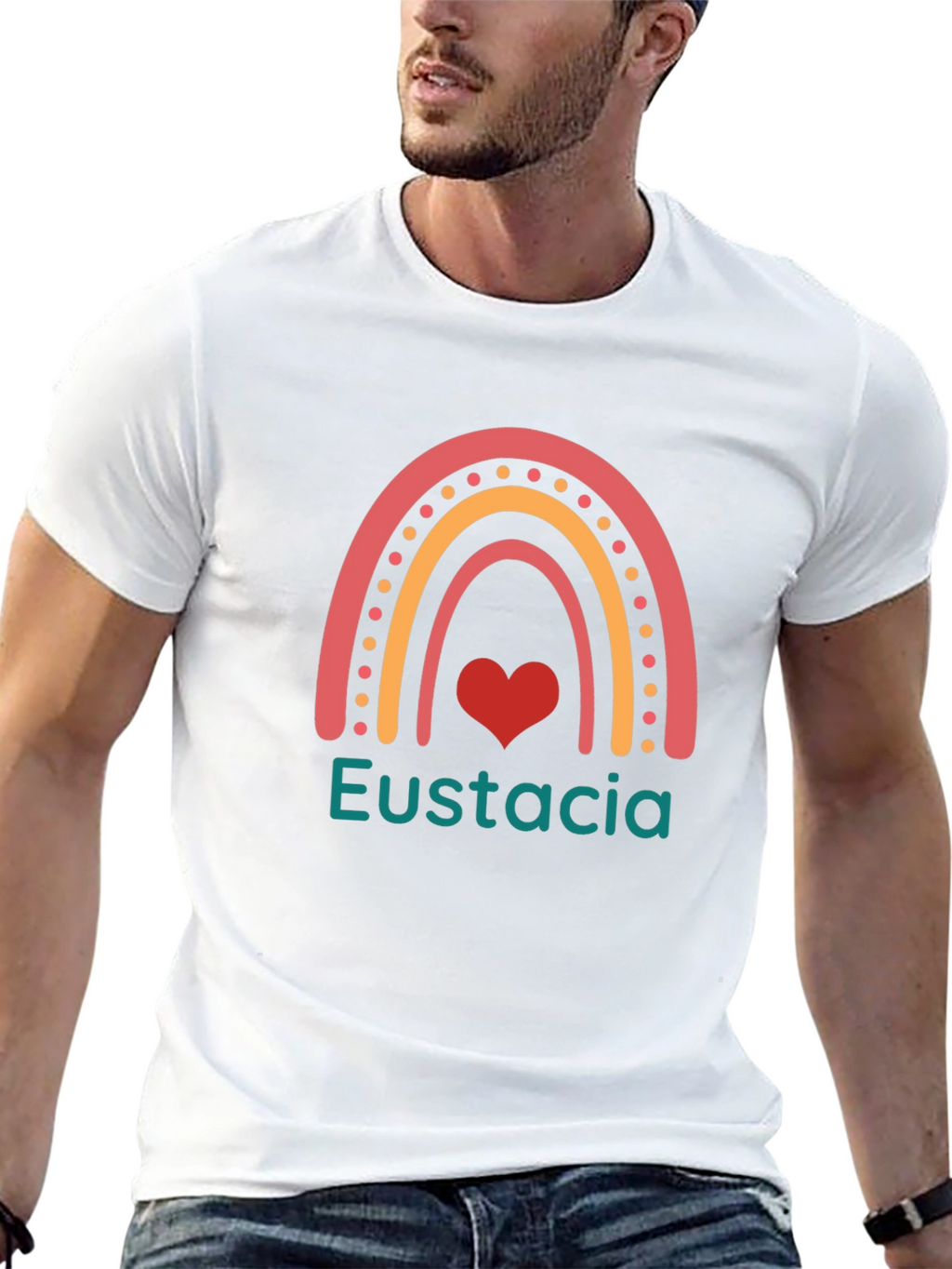 Eustacia Rainbow Heart Black T-Shirt