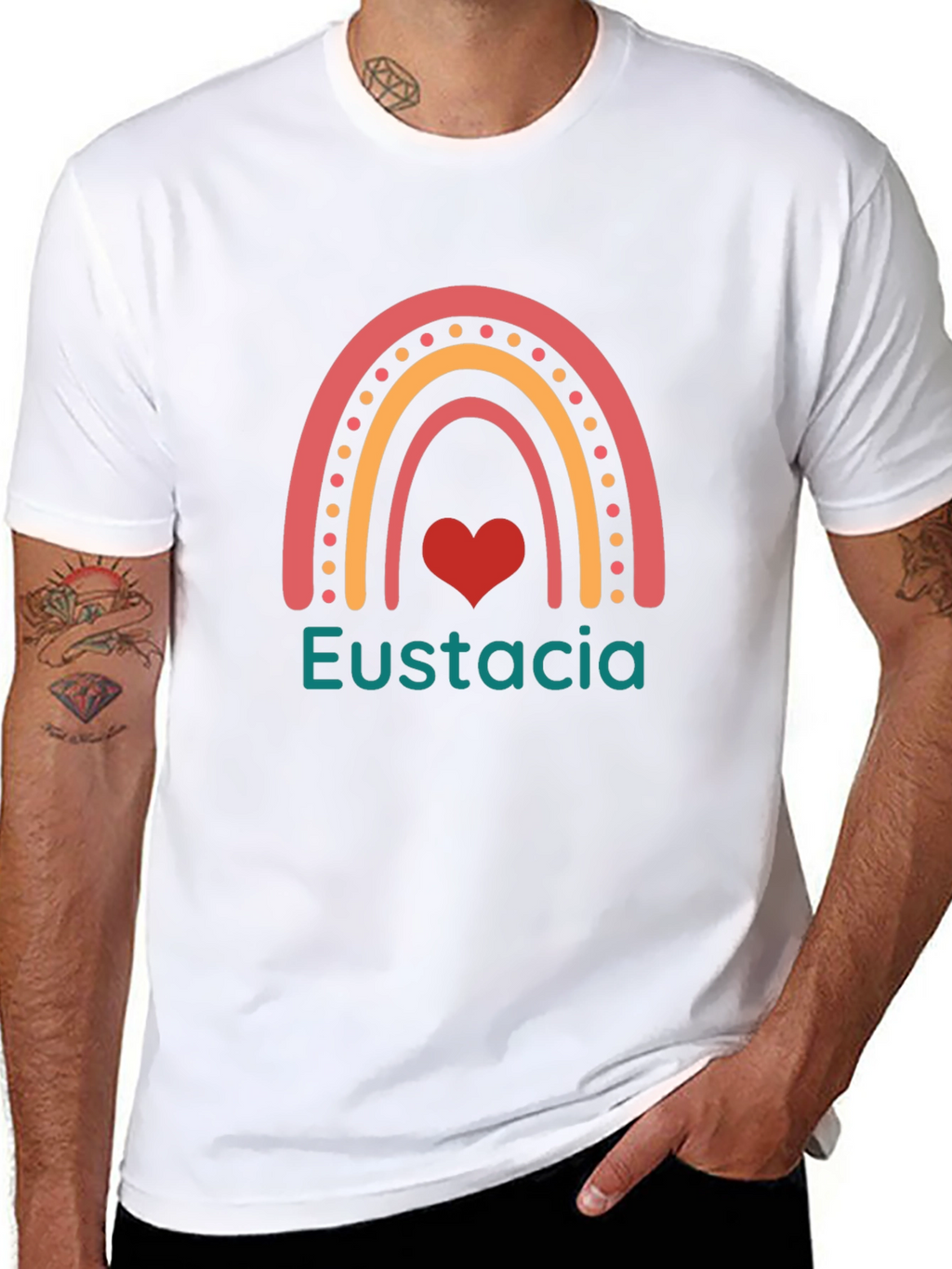 Eustacia Rainbow Heart Black T-Shirt