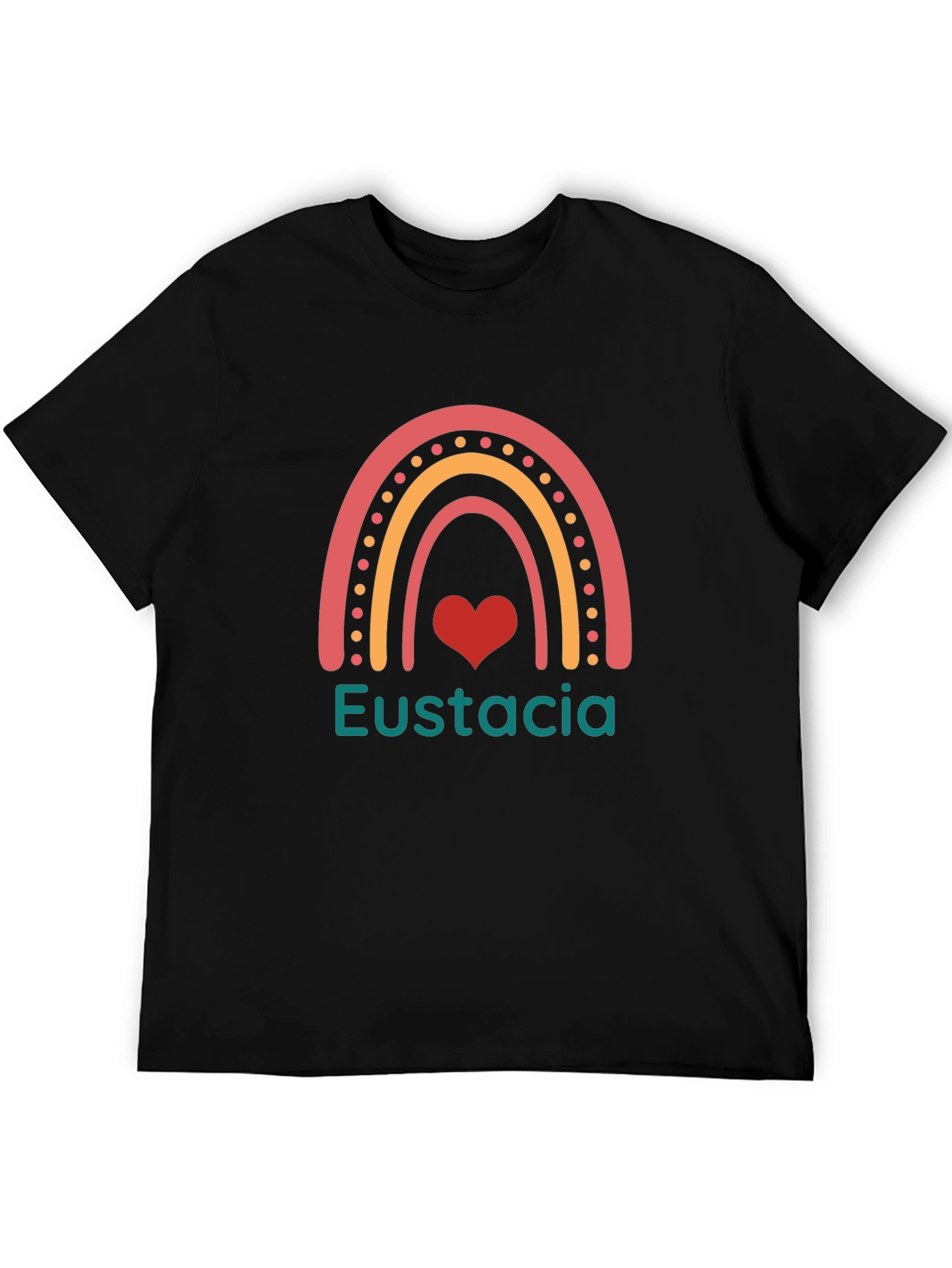 Eustacia Rainbow Heart Black T-Shirt