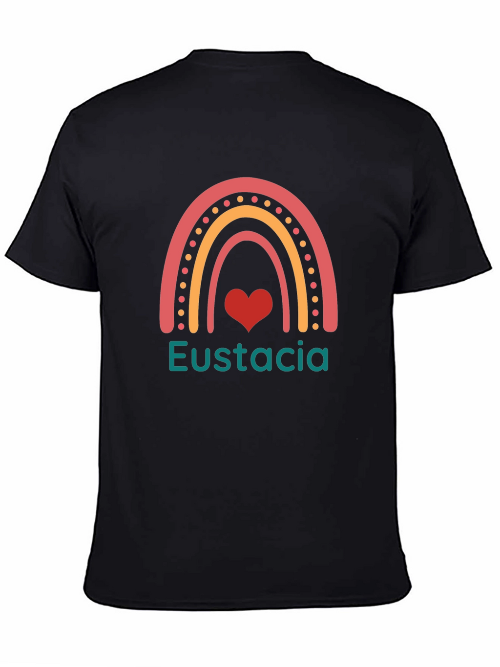 Eustacia Rainbow Heart Black T-Shirt