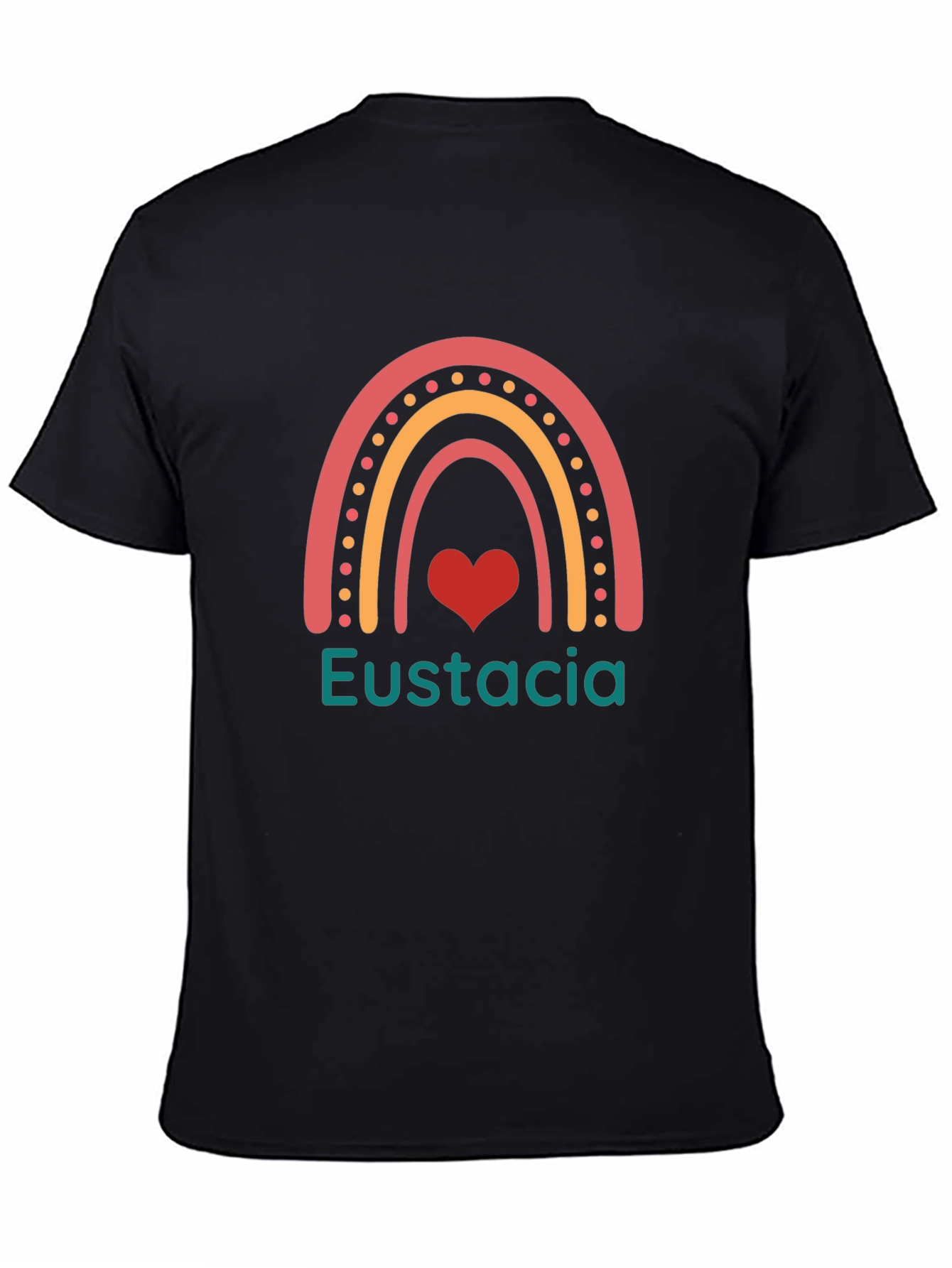 Eustacia Rainbow Heart Black T-Shirt