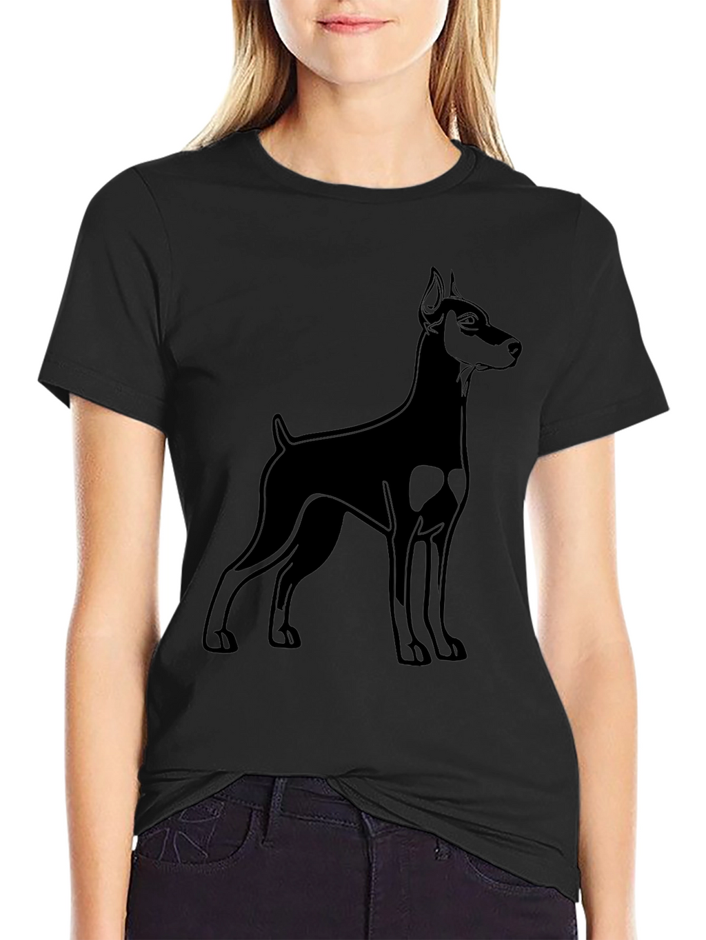 Black Doberman Dog Graphic T-Shirt