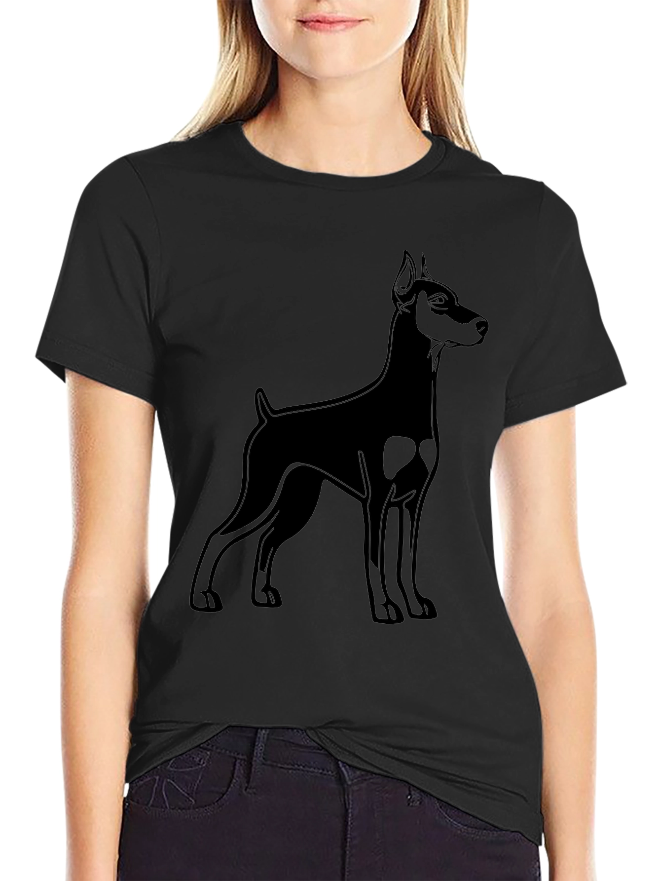 Black Doberman Dog Graphic T-Shirt